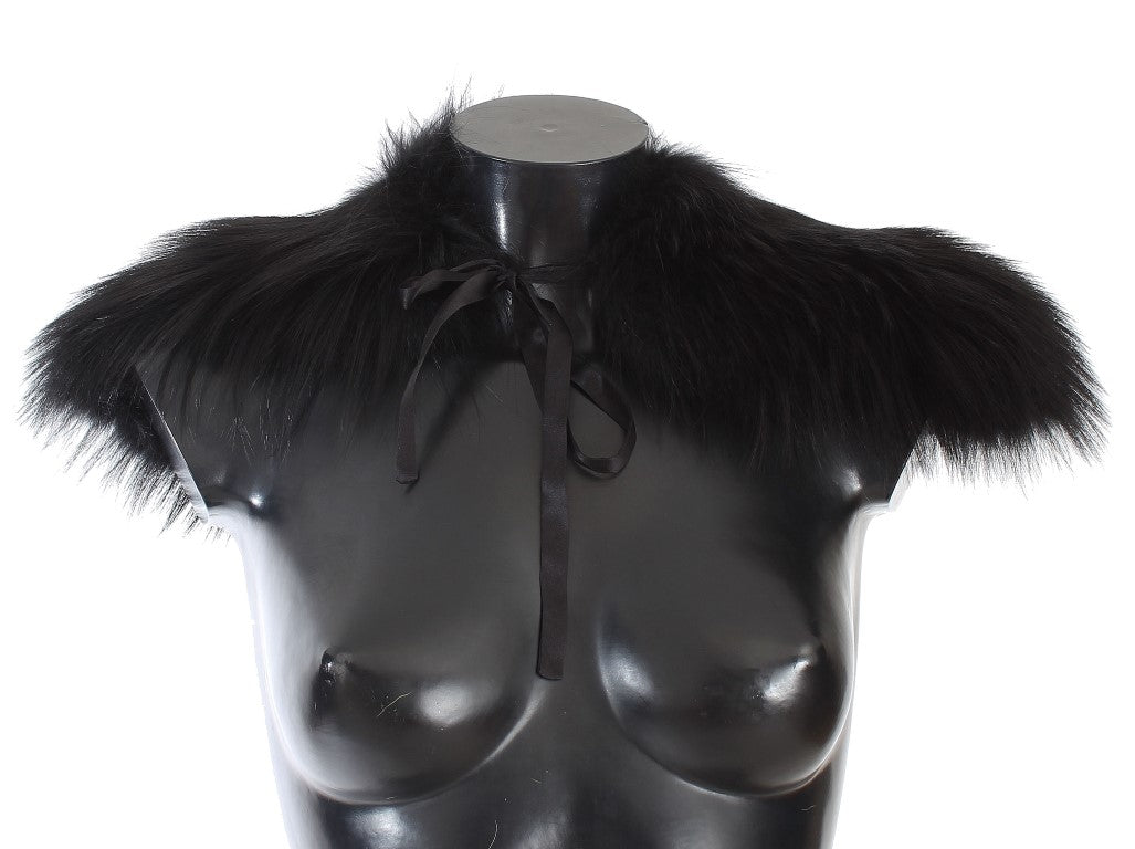 Dolce & Gabbana Black Fox Fur Collar Scarf Dolce & Gabbana