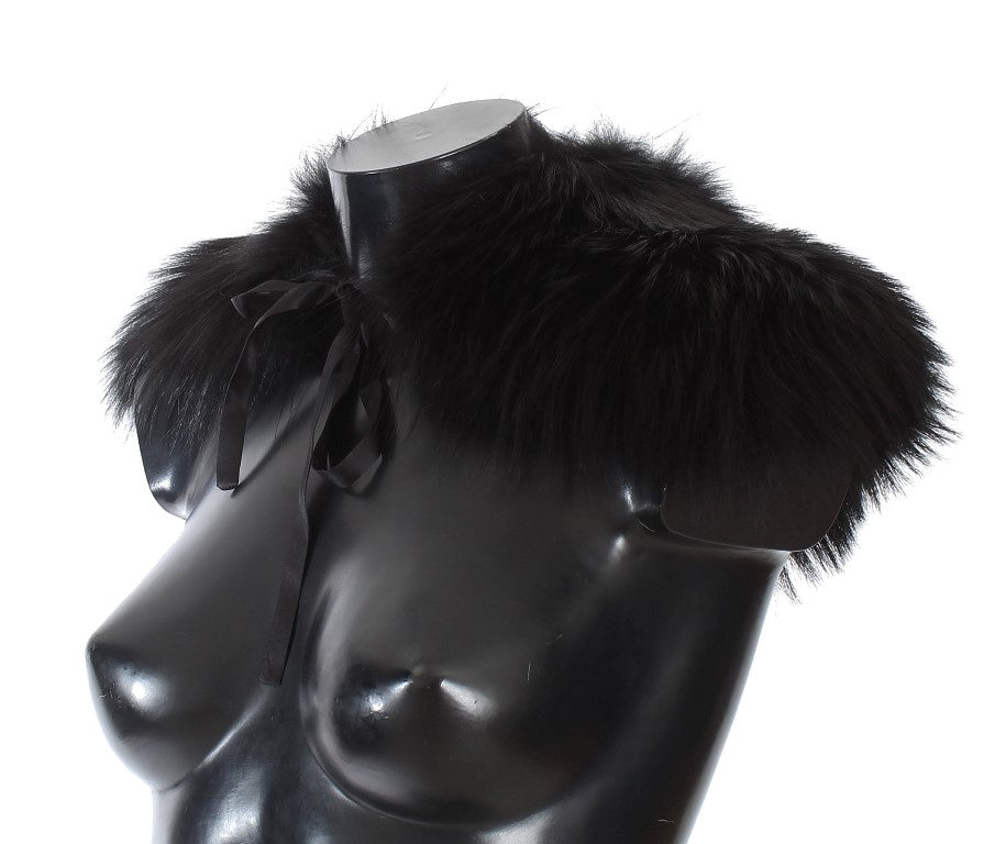 Dolce & Gabbana Black Fox Fur Collar Scarf Dolce & Gabbana