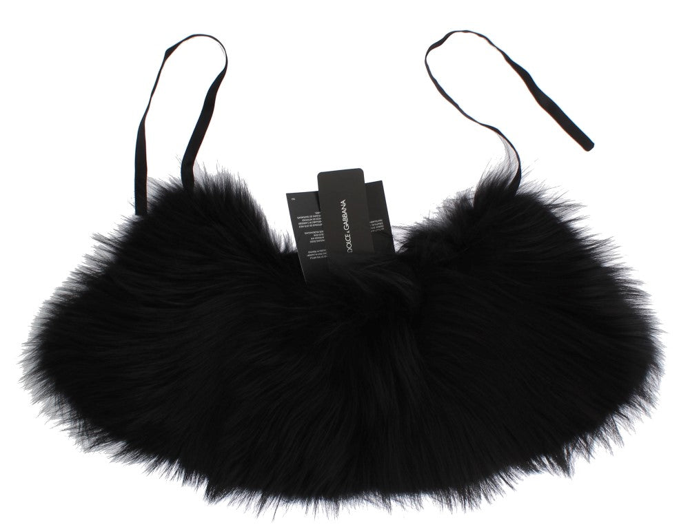 Dolce & Gabbana Black Fox Fur Collar Scarf Dolce & Gabbana