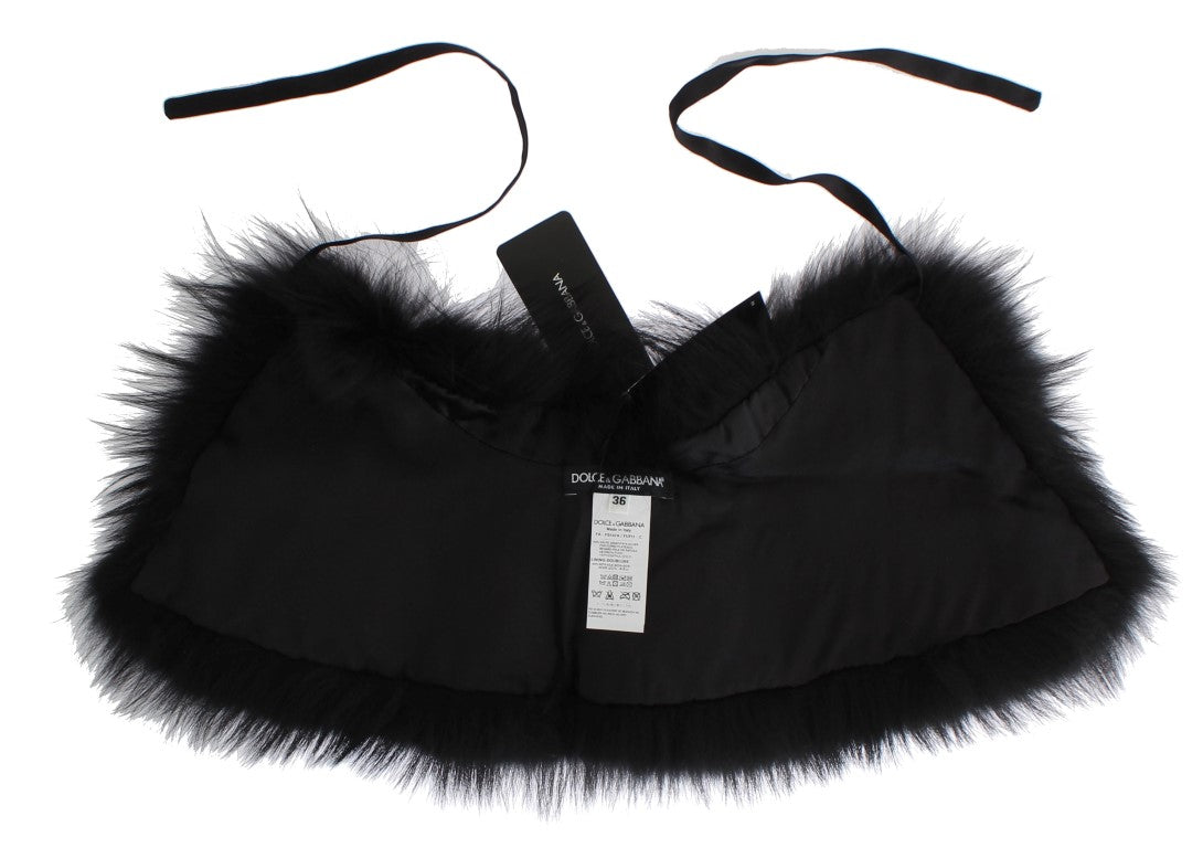 Dolce & Gabbana Black Fox Fur Collar Scarf Dolce & Gabbana