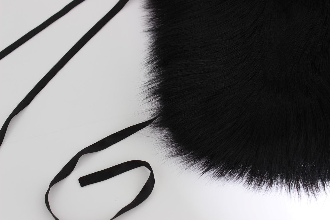 Dolce & Gabbana Black Fox Fur Shoulder Wrap Cover Collar Scarf Dolce & Gabbana