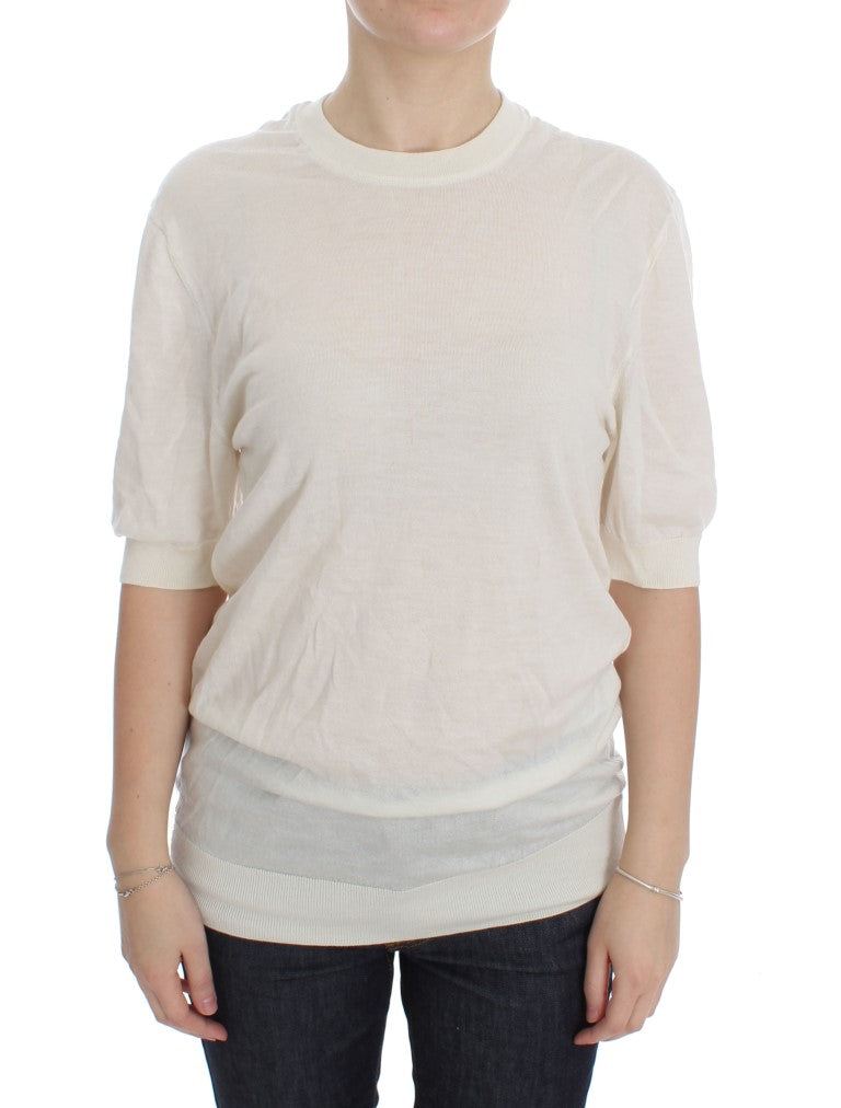 Dolce & Gabbana White 100% Cashmere Sweater Dolce & Gabbana