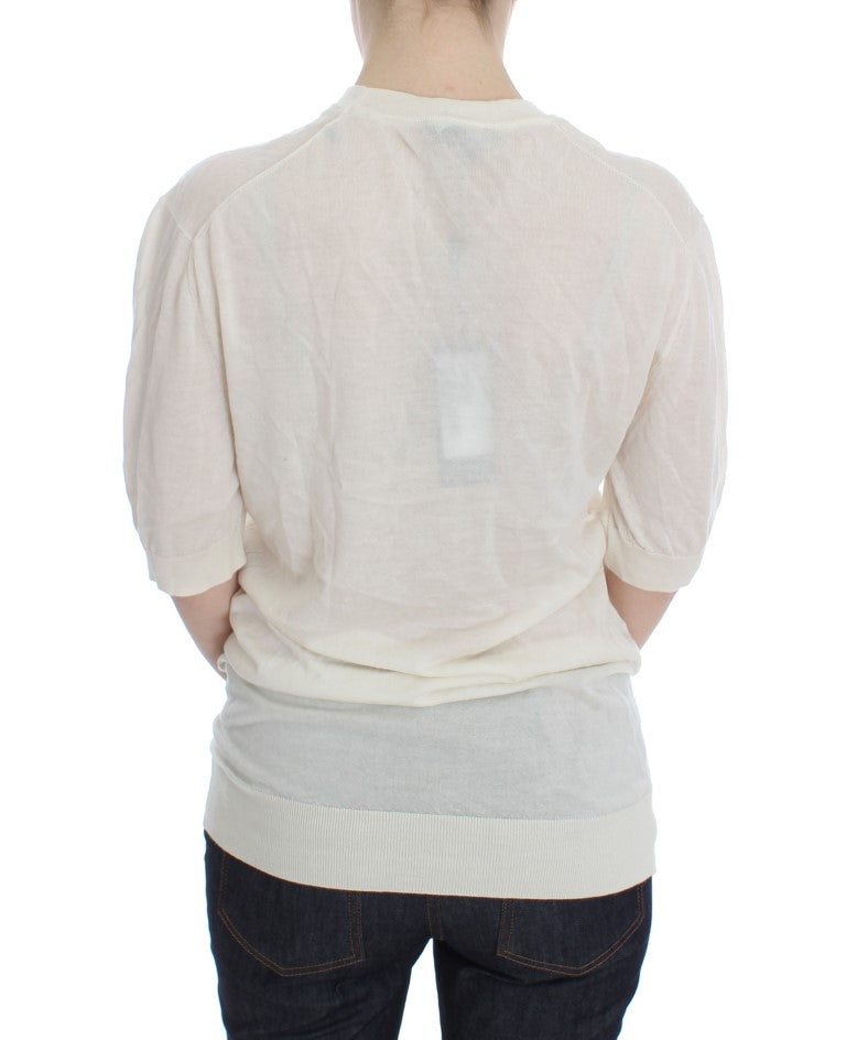 Dolce & Gabbana White 100% Cashmere Sweater Dolce & Gabbana