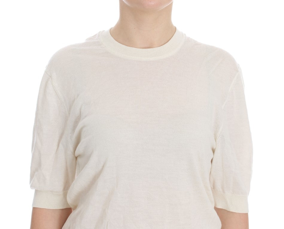 Dolce & Gabbana White 100% Cashmere Sweater Dolce & Gabbana