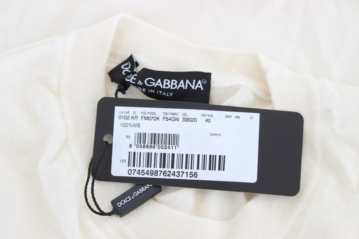 Dolce & Gabbana White 100% Cashmere Sweater Dolce & Gabbana