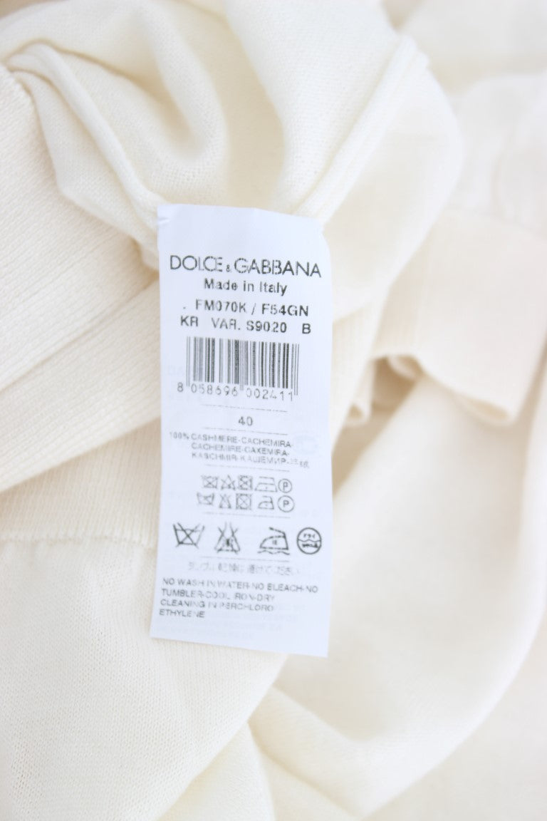 Dolce & Gabbana White 100% Cashmere Sweater Dolce & Gabbana