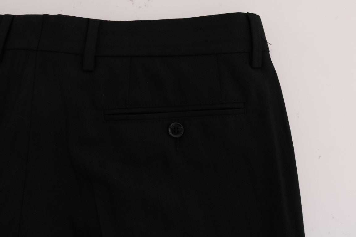 Dolce & Gabbana Black Striped Wool Stretch Pants Dolce & Gabbana
