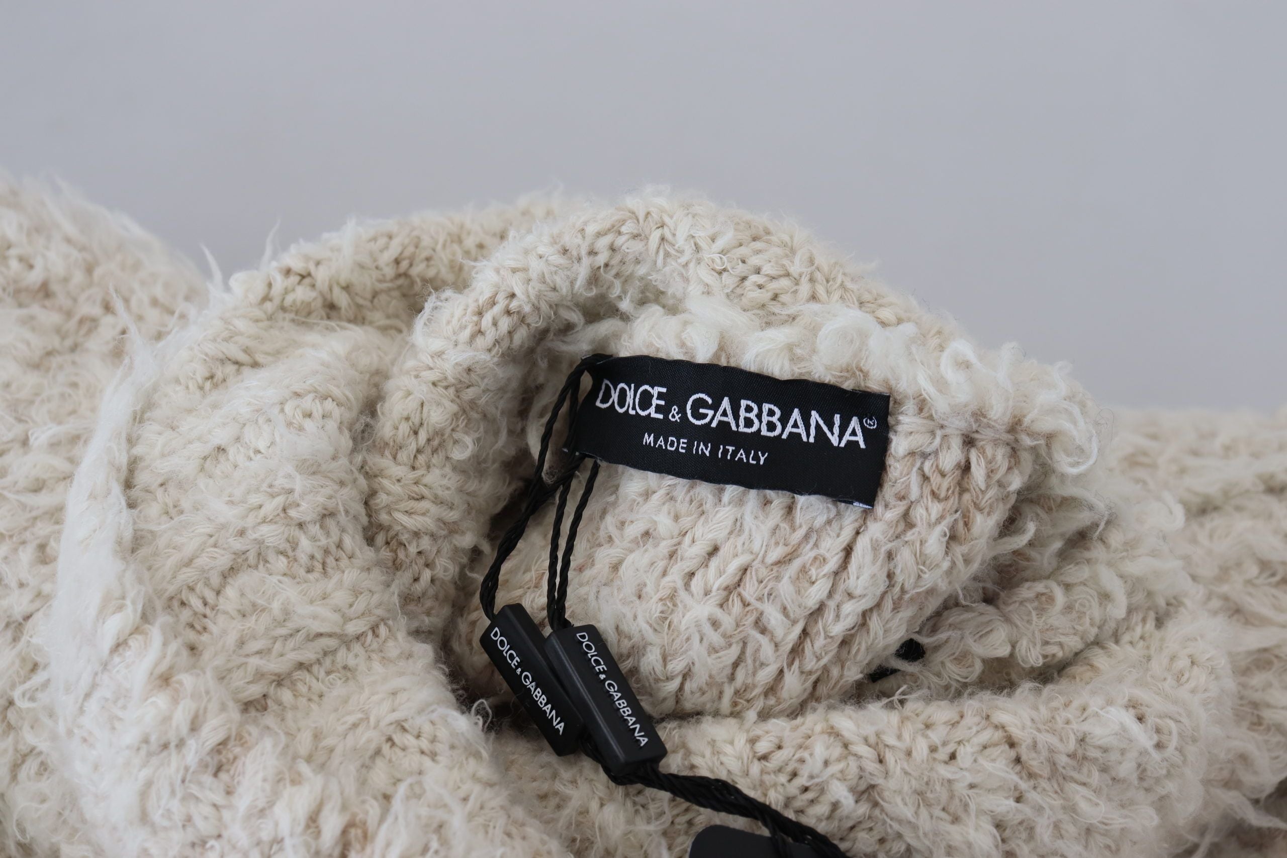 Dolce & Gabbana Cream Wool Knit Turtleneck Pullover Sweater Dolce & Gabbana