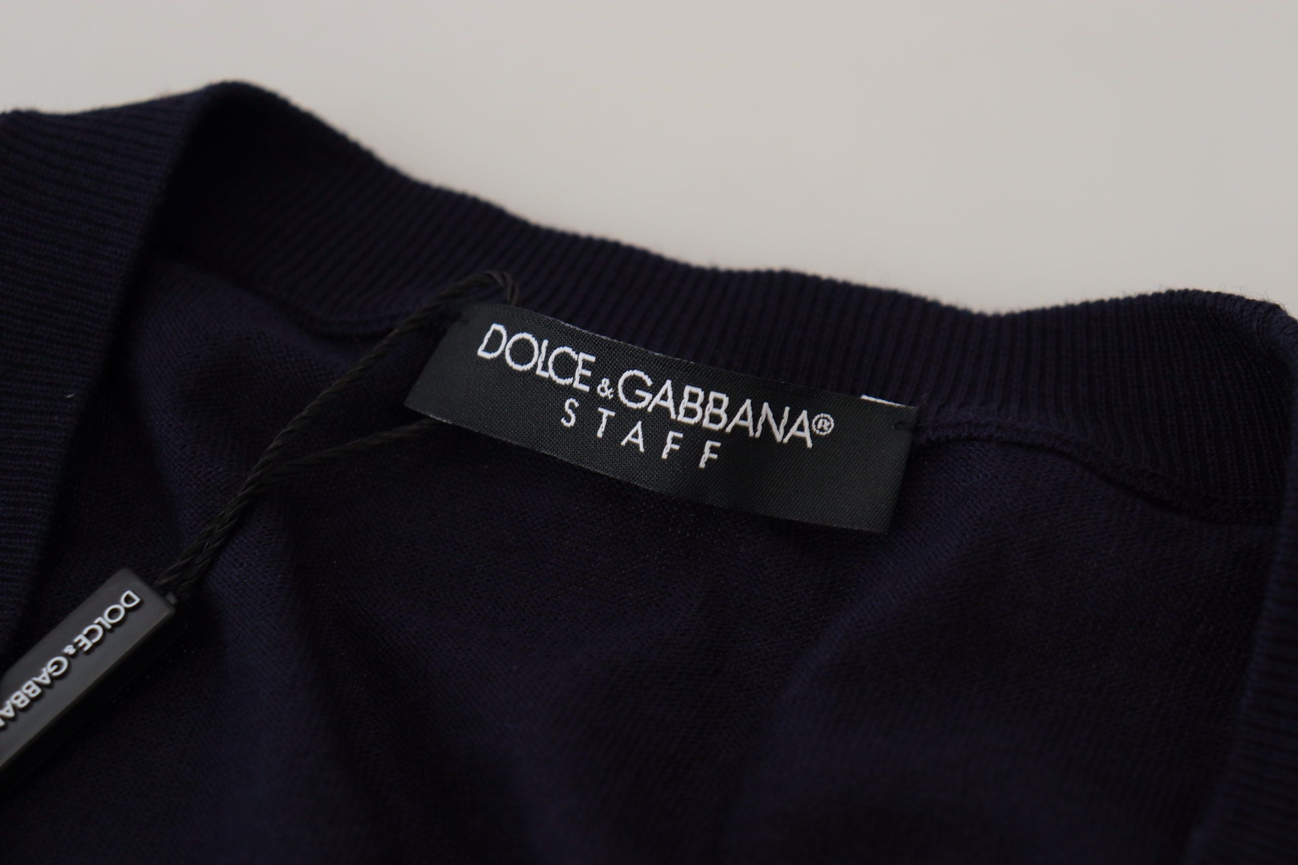 Dolce & Gabbana Blue Wool STAFF Down Cardigan Sweater Dolce & Gabbana