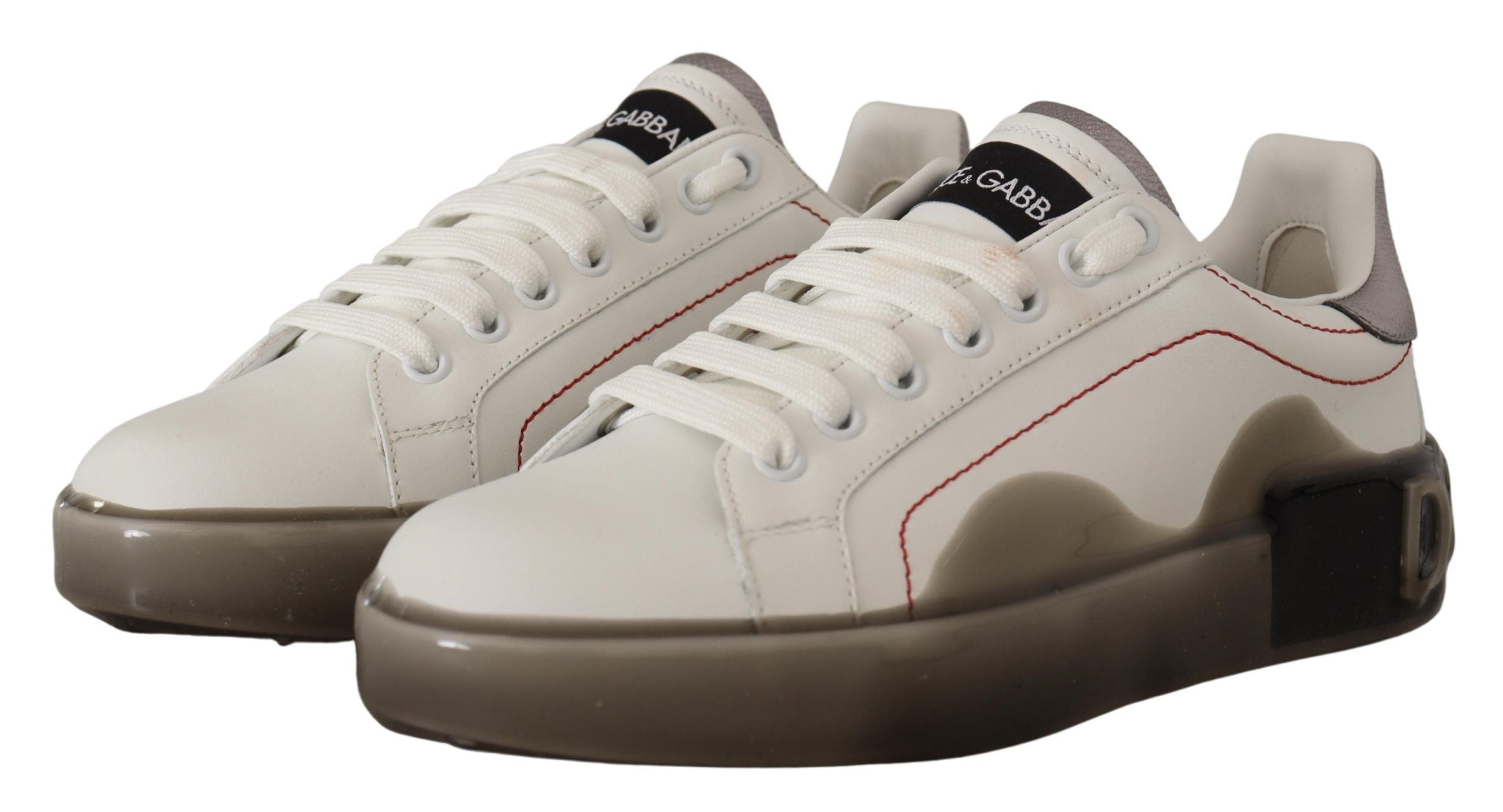 Dolce & Gabbana White Leather Shoes Womens Logo Portofino Sneakers Dolce & Gabbana