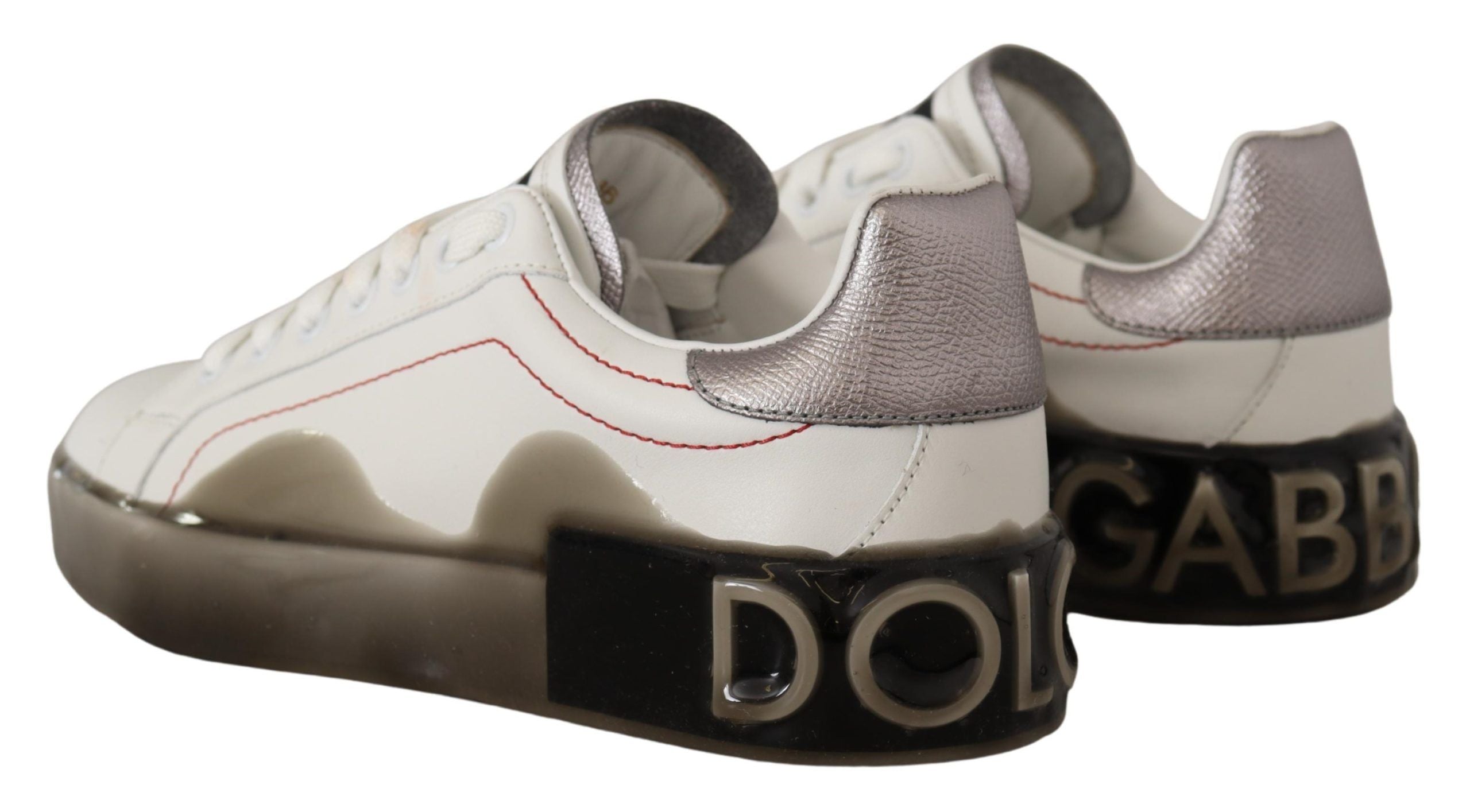 Dolce & Gabbana White Leather Shoes Womens Logo Portofino Sneakers Dolce & Gabbana