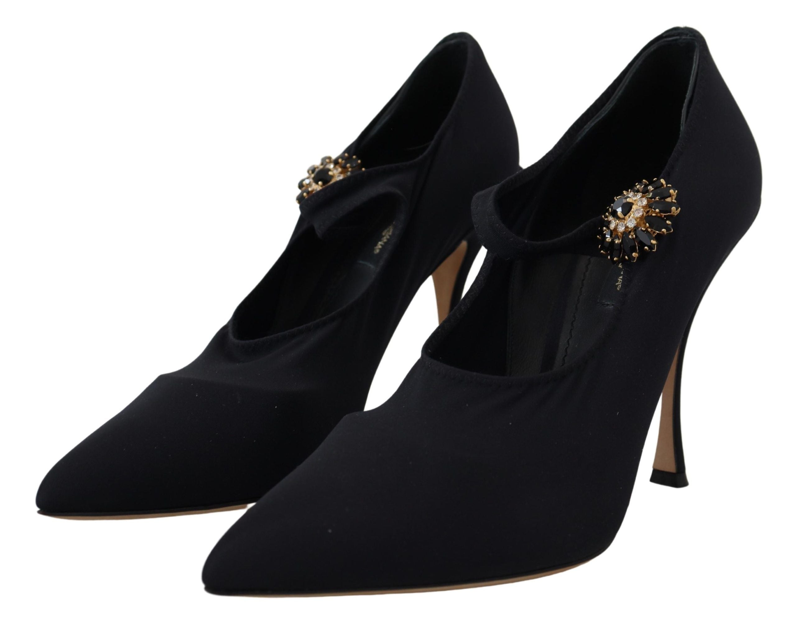 Dolce & Gabbana Black Socks Stretch Crystal Pumps Shoes Dolce & Gabbana