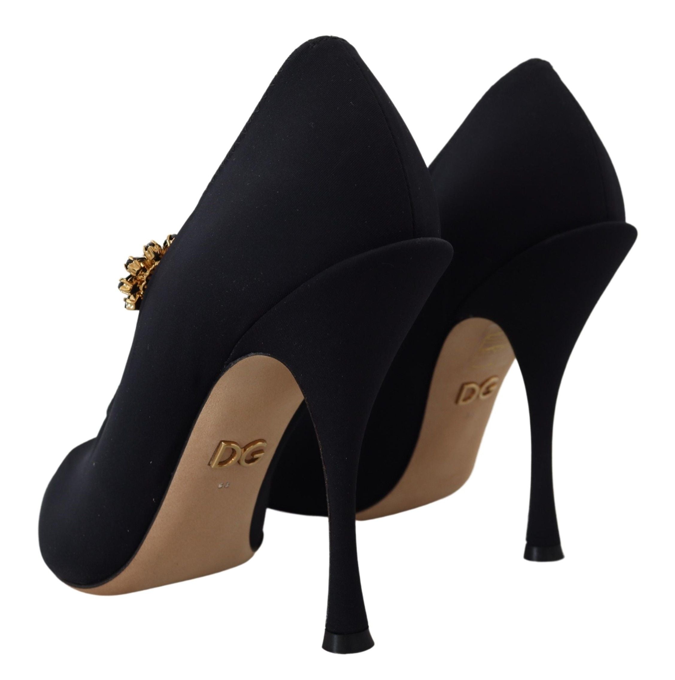 Dolce & Gabbana Black Socks Stretch Crystal Pumps Shoes Dolce & Gabbana