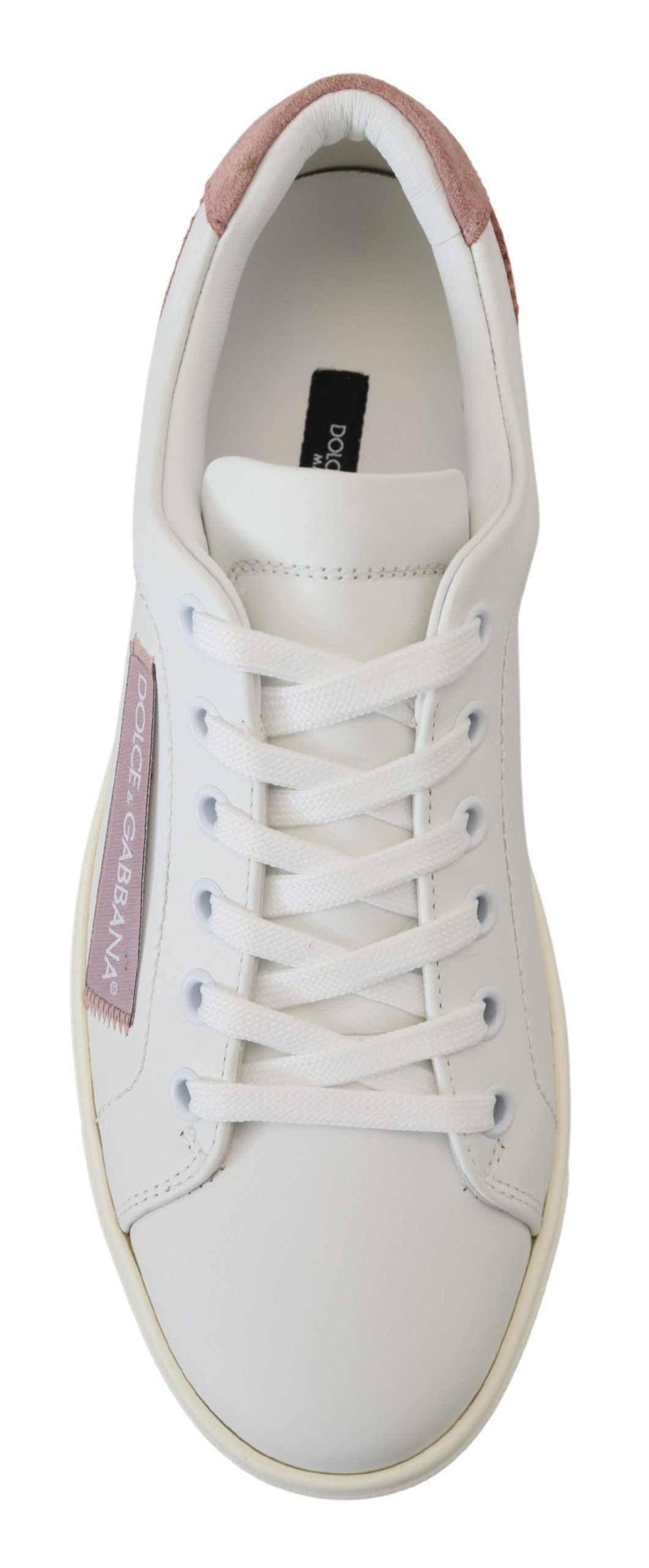 Dolce & Gabbana White Pink Leather Low Top Sneakers Shoes Dolce & Gabbana
