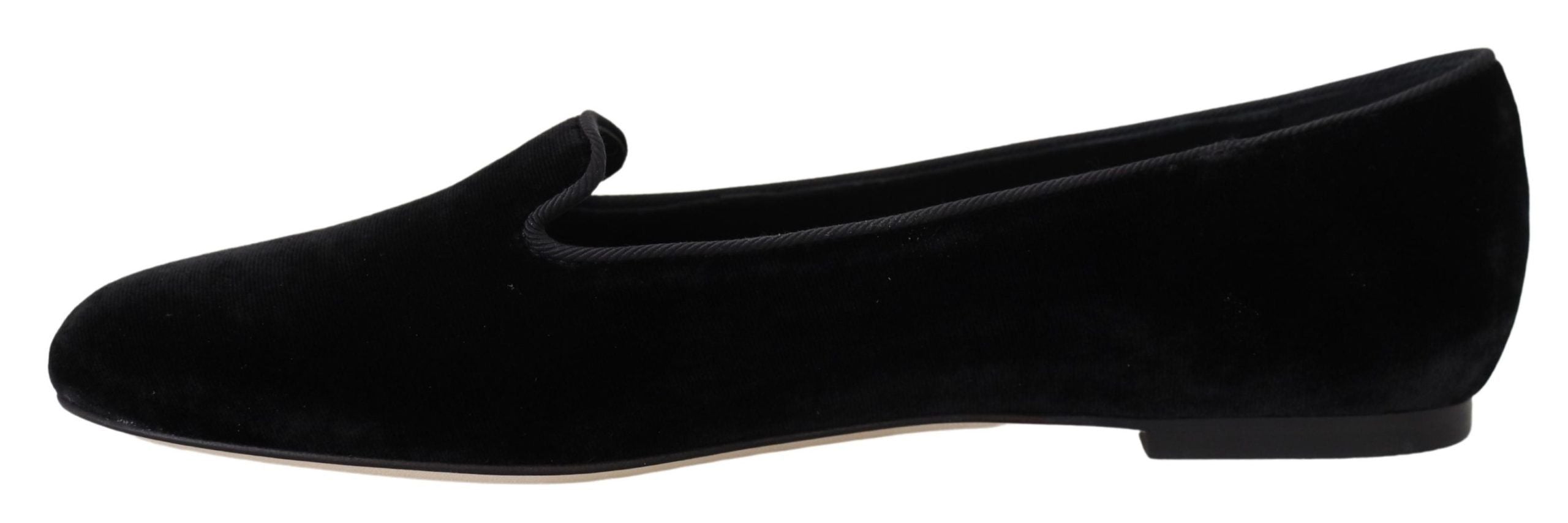 Dolce & Gabbana Black Velvet Slip Ons Loafers Flats Shoes Dolce & Gabbana