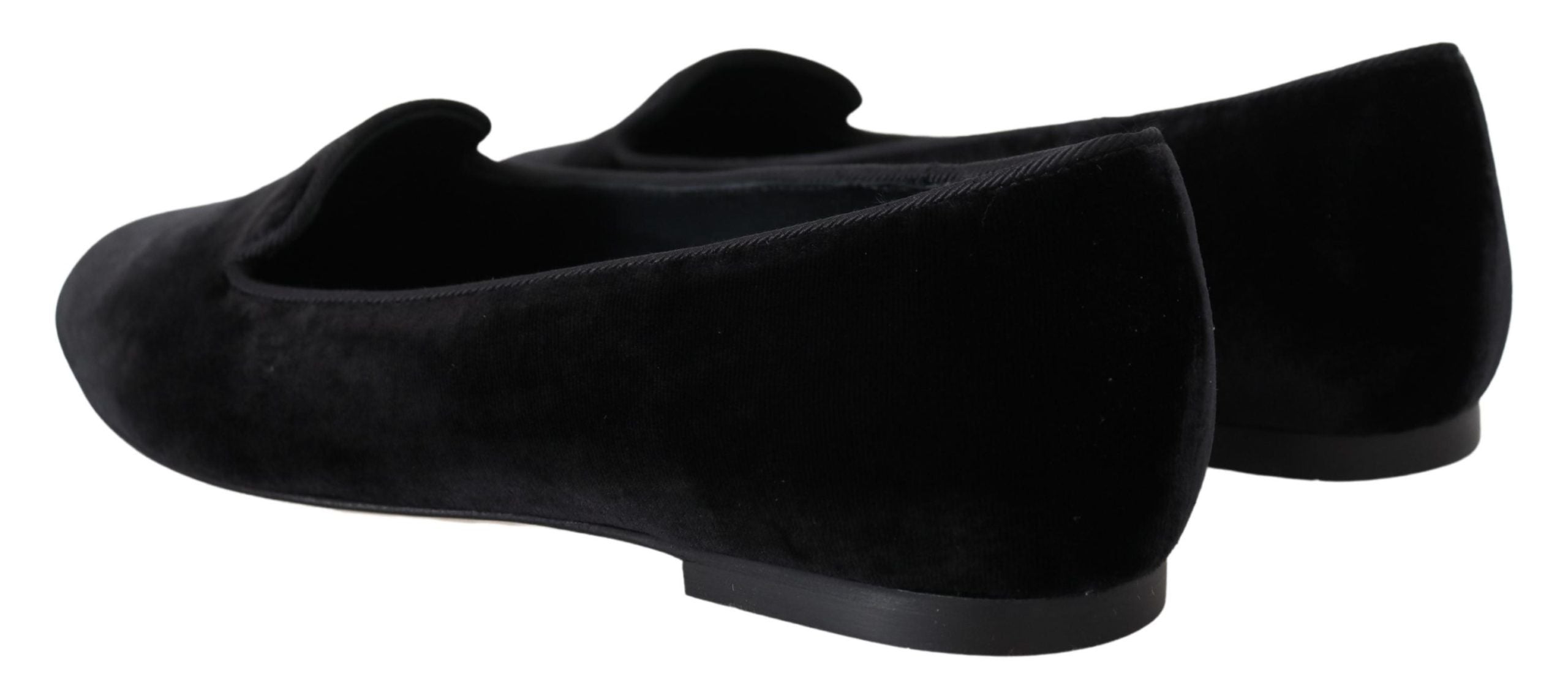 Dolce & Gabbana Black Velvet Slip Ons Loafers Flats Shoes Dolce & Gabbana