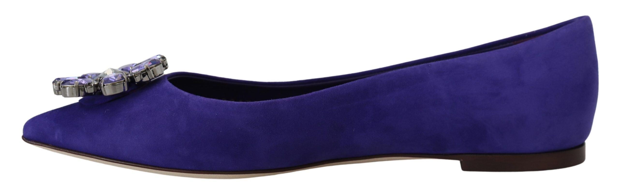 Dolce & Gabbana Purple Suede Crystals Loafers Flats Shoes Dolce & Gabbana