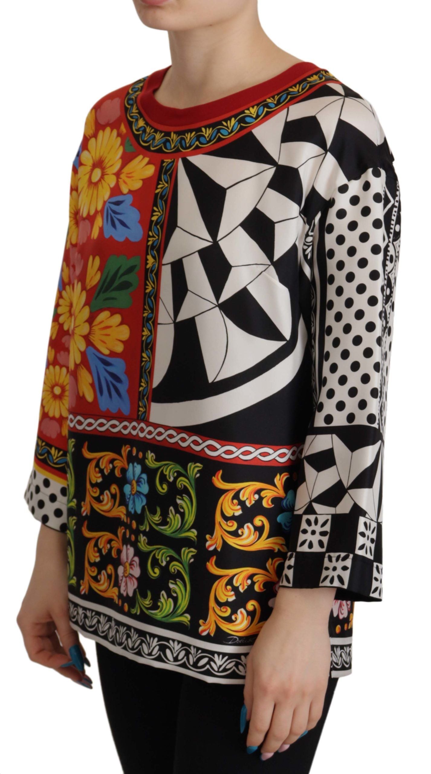 Dolce & Gabbana Multicolor Printed Baroque Loose Long Sleeve Dolce & Gabbana