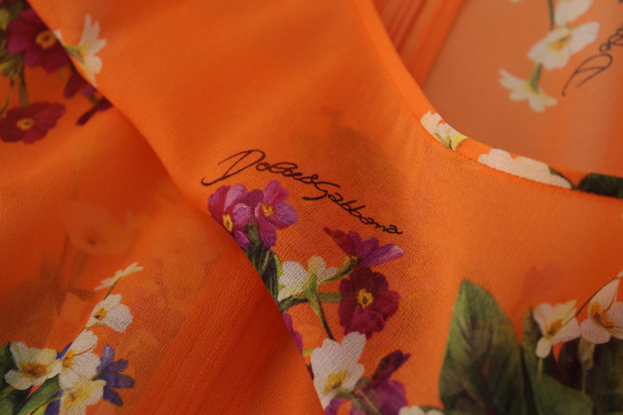 Dolce & Gabbana Orange Floral Print Long Sleeve Blouse Dolce & Gabbana