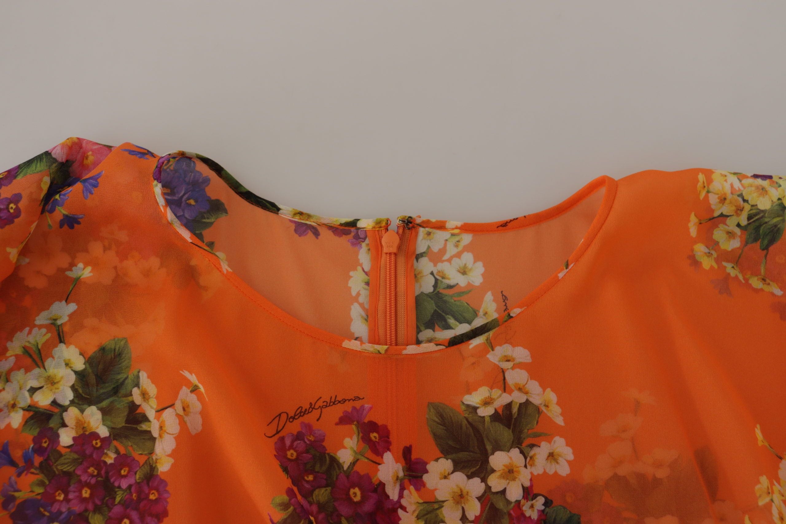 Dolce & Gabbana Orange Floral Print Long Sleeve Blouse Dolce & Gabbana