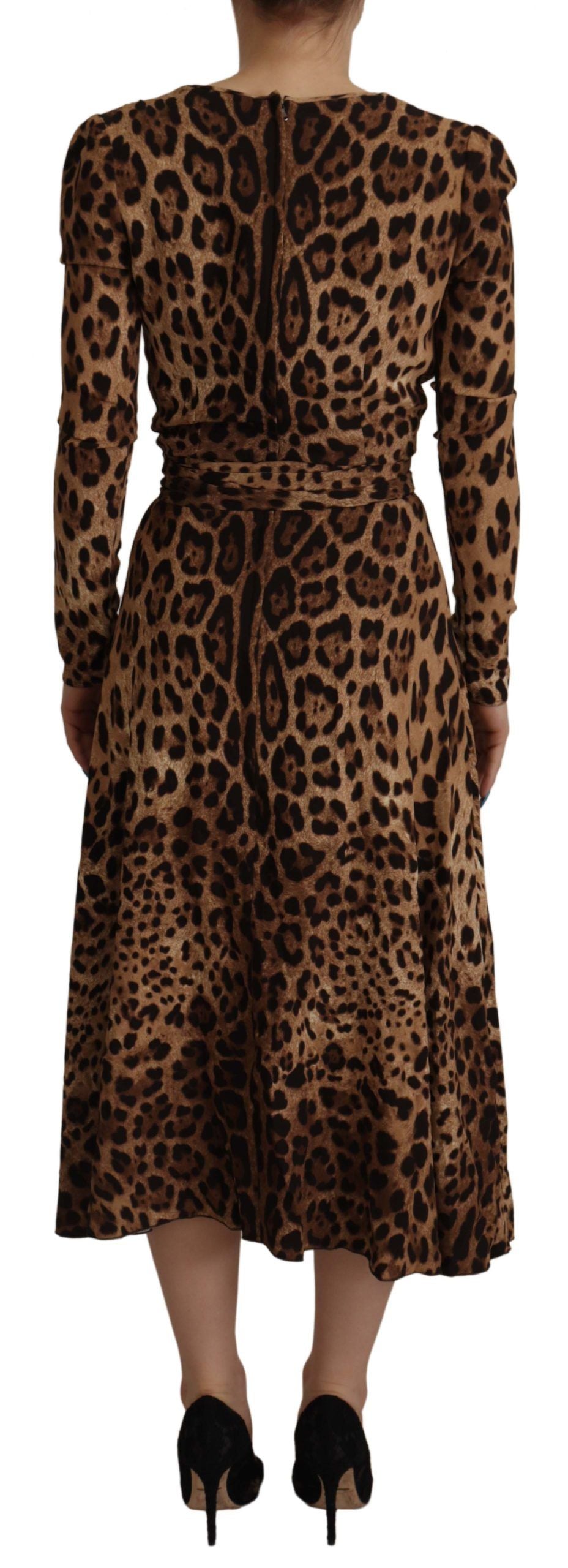Dolce & Gabbana Brown Leopard Wrap A-line Maxi Viscose Dress Dolce & Gabbana