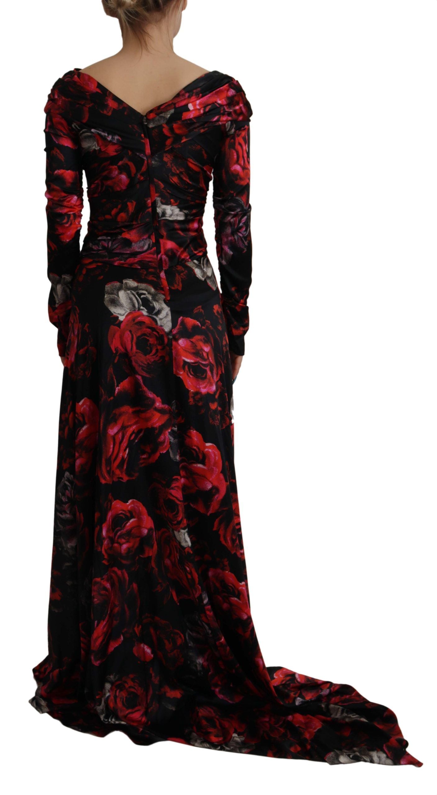 Dolce & Gabbana Black Floral Roses A-Line Sheath Gown Dress Dolce & Gabbana