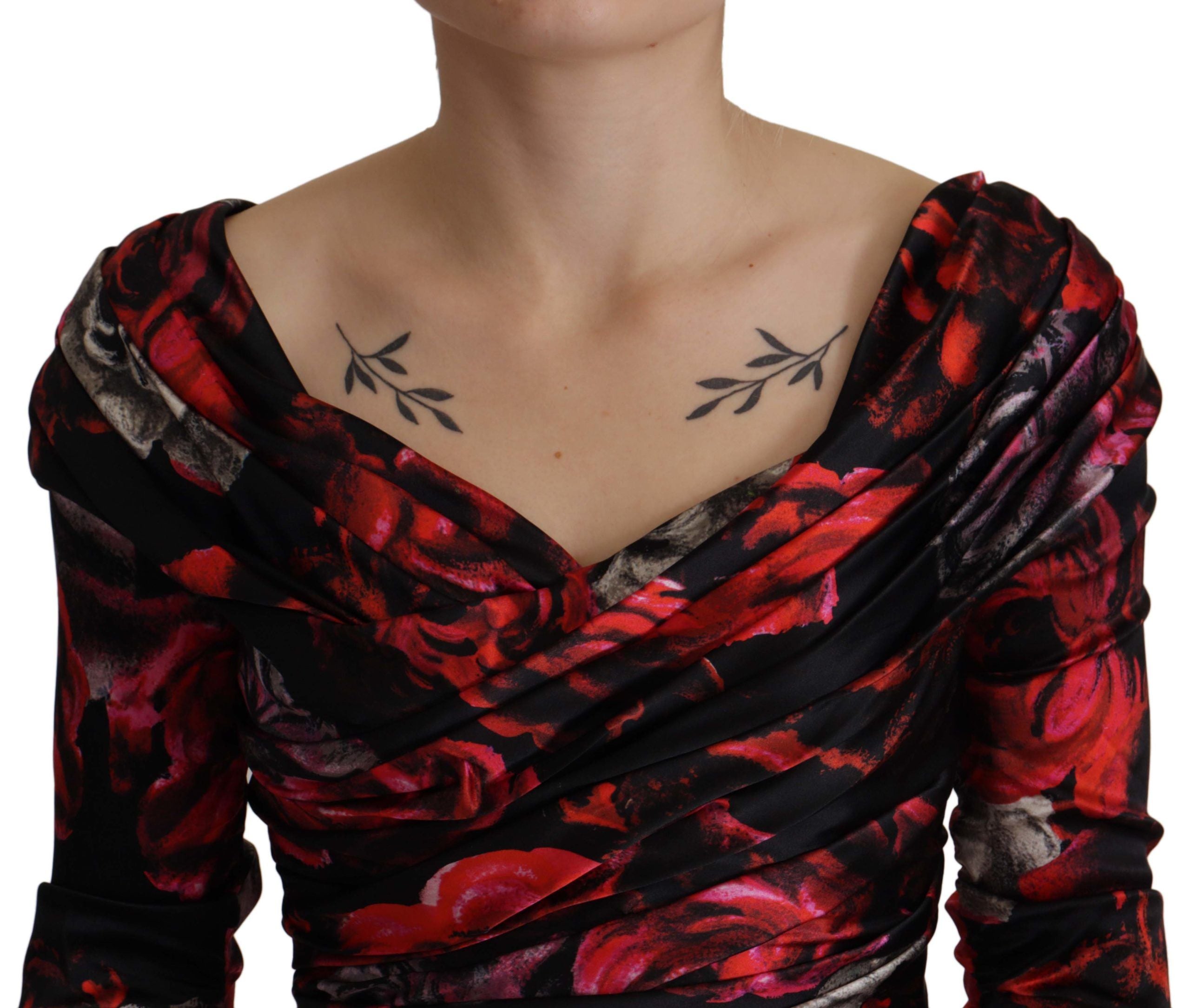 Dolce & Gabbana Black Floral Roses A-Line Sheath Gown Dress Dolce & Gabbana
