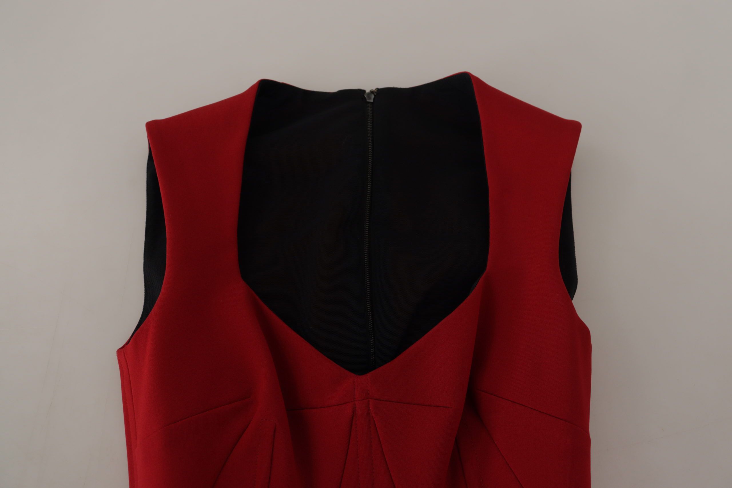 Dolce & Gabbana Red Sweetheart Neck Bodycon Midi Dress Dolce & Gabbana