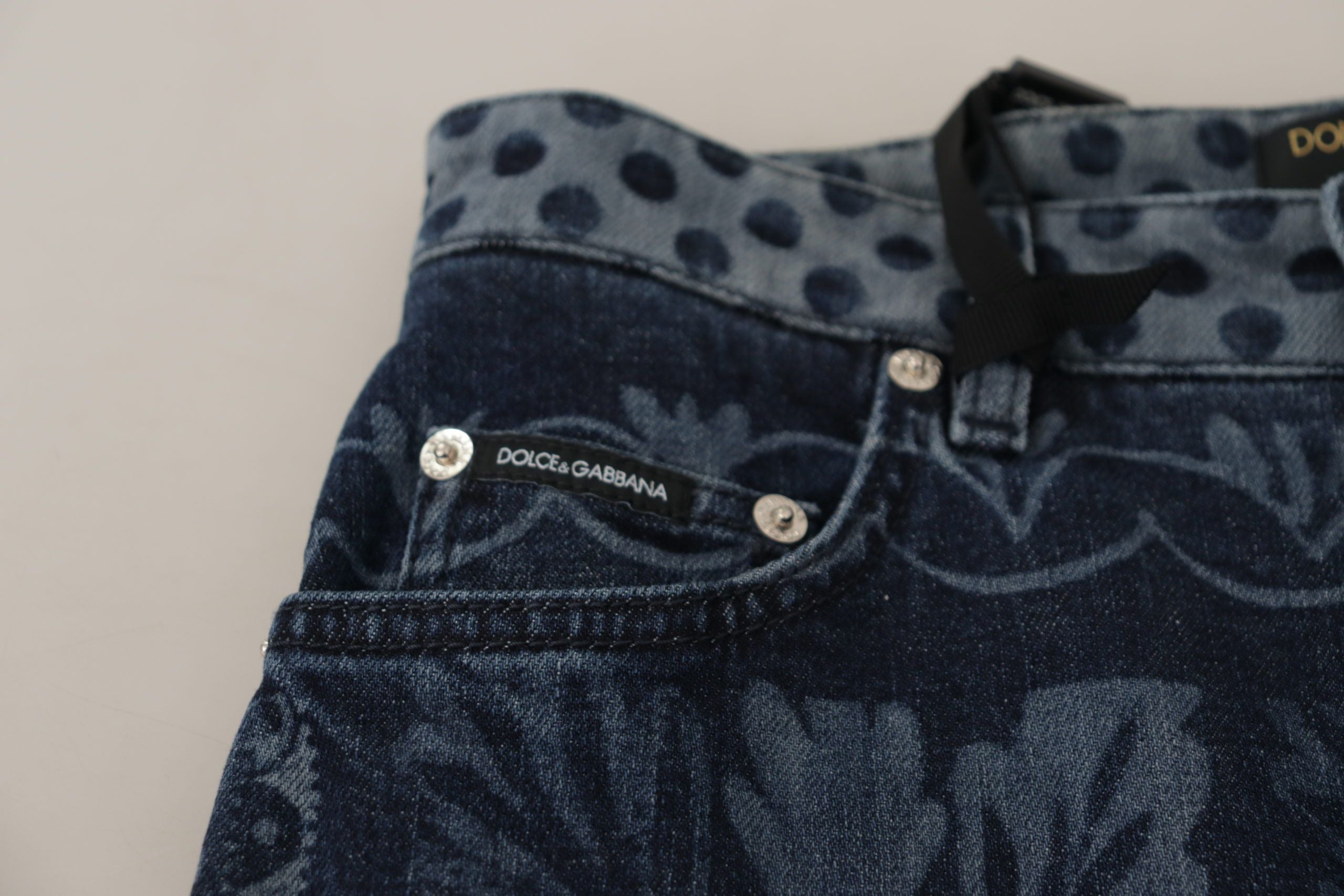 Dolce & Gabbana Blue Floral High Waist Skinny Denim Jeans Dolce & Gabbana