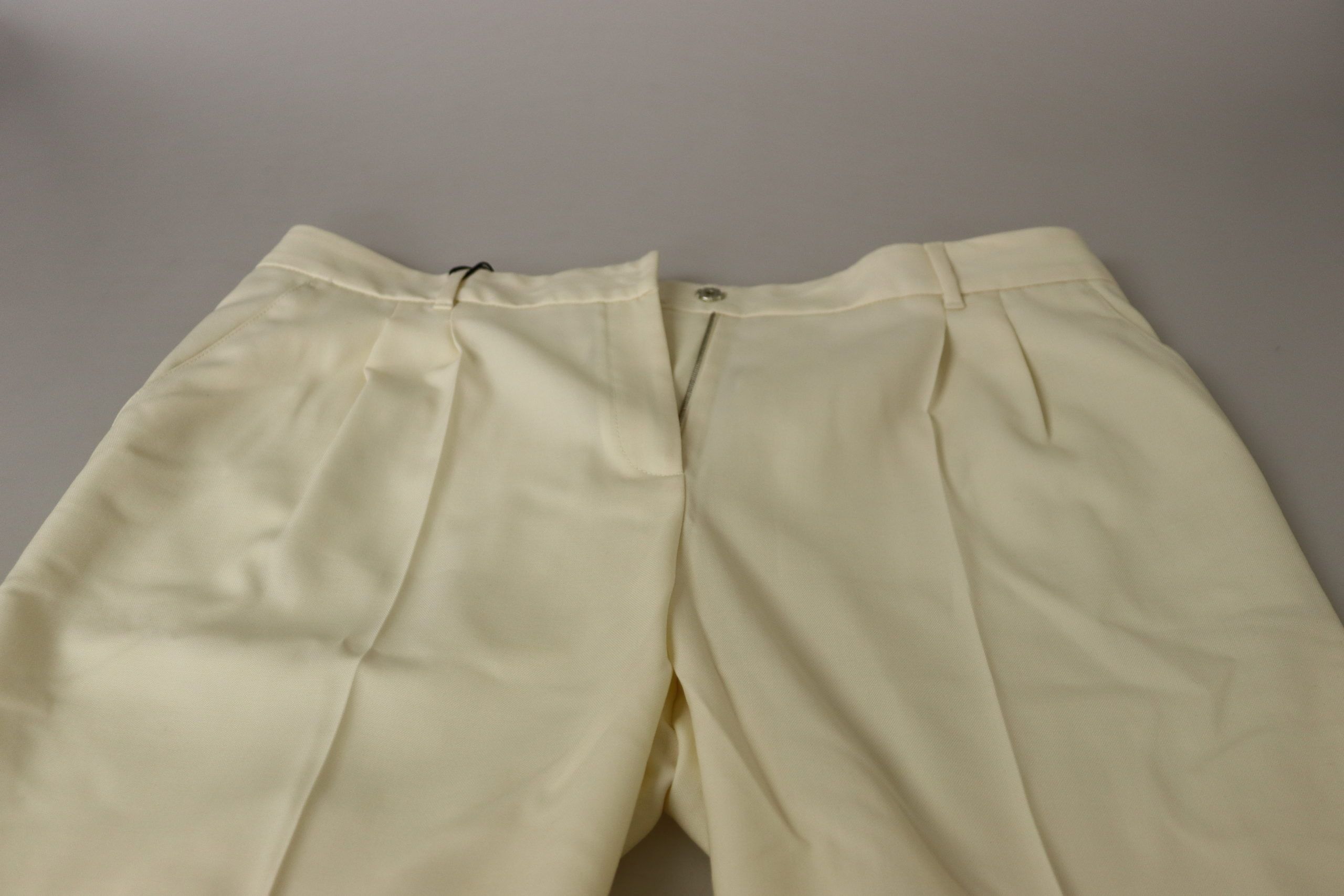 Dolce & Gabbana Ivory High Waist Cropped Folded Hem Trousers Pants Dolce & Gabbana
