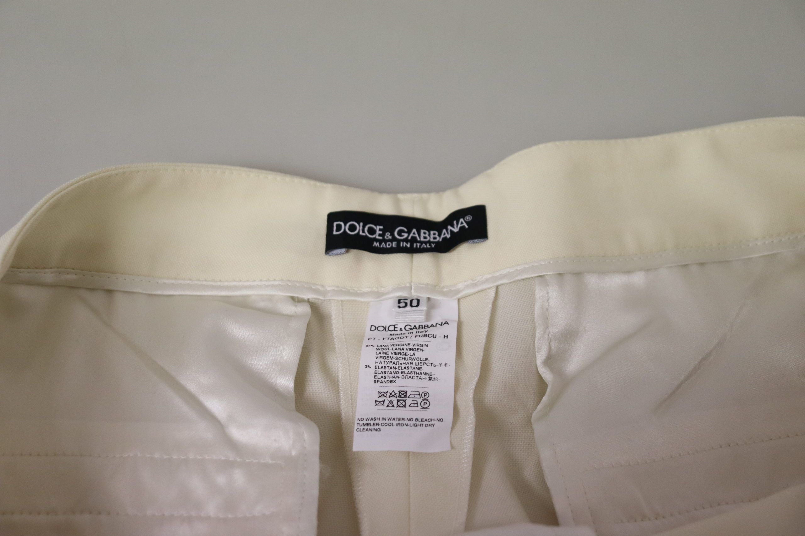 Dolce & Gabbana Ivory High Waist Cropped Folded Hem Trousers Pants Dolce & Gabbana