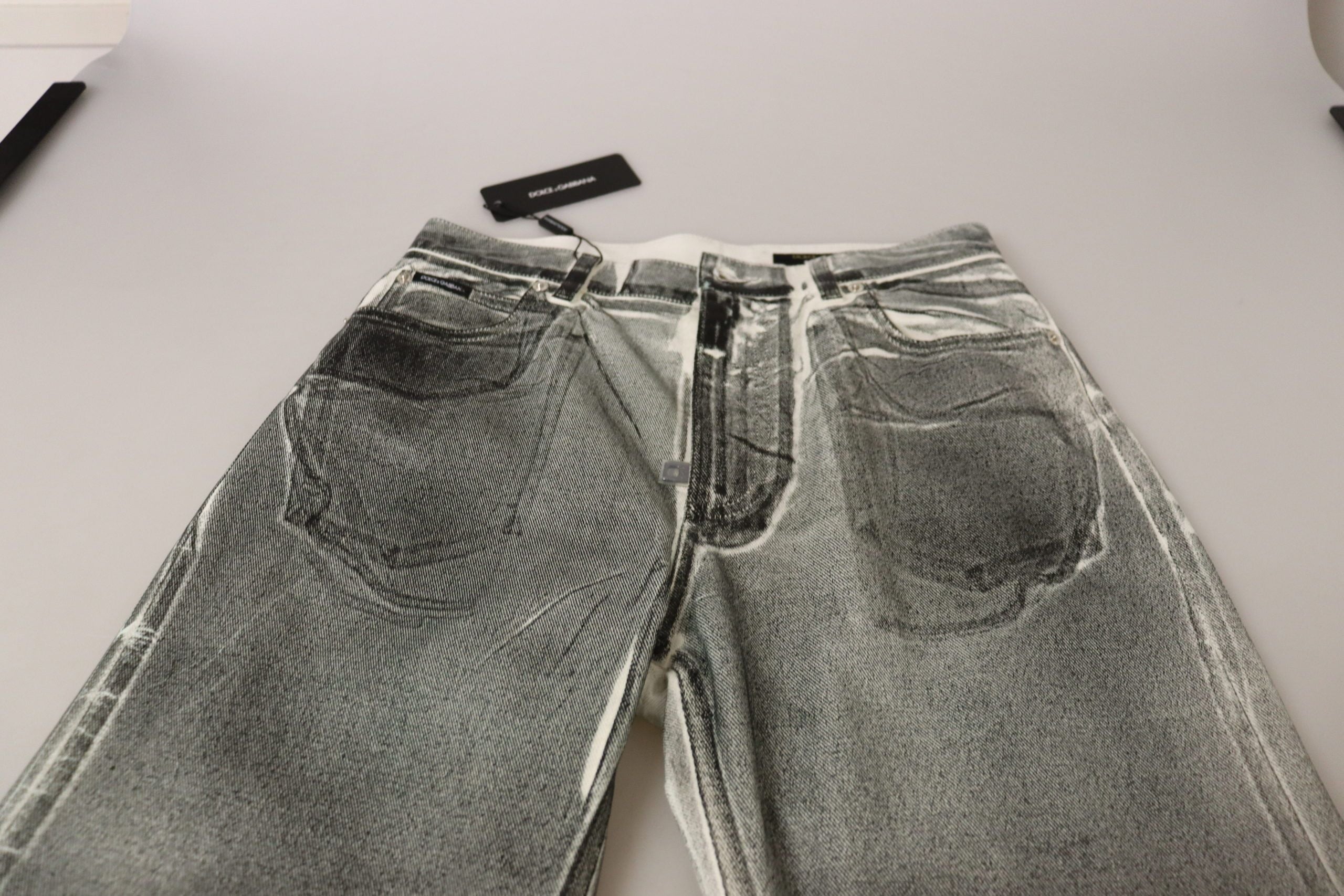 Dolce & Gabbana Grey Washed High Waist Denim Pants Cotton Jeans Dolce & Gabbana