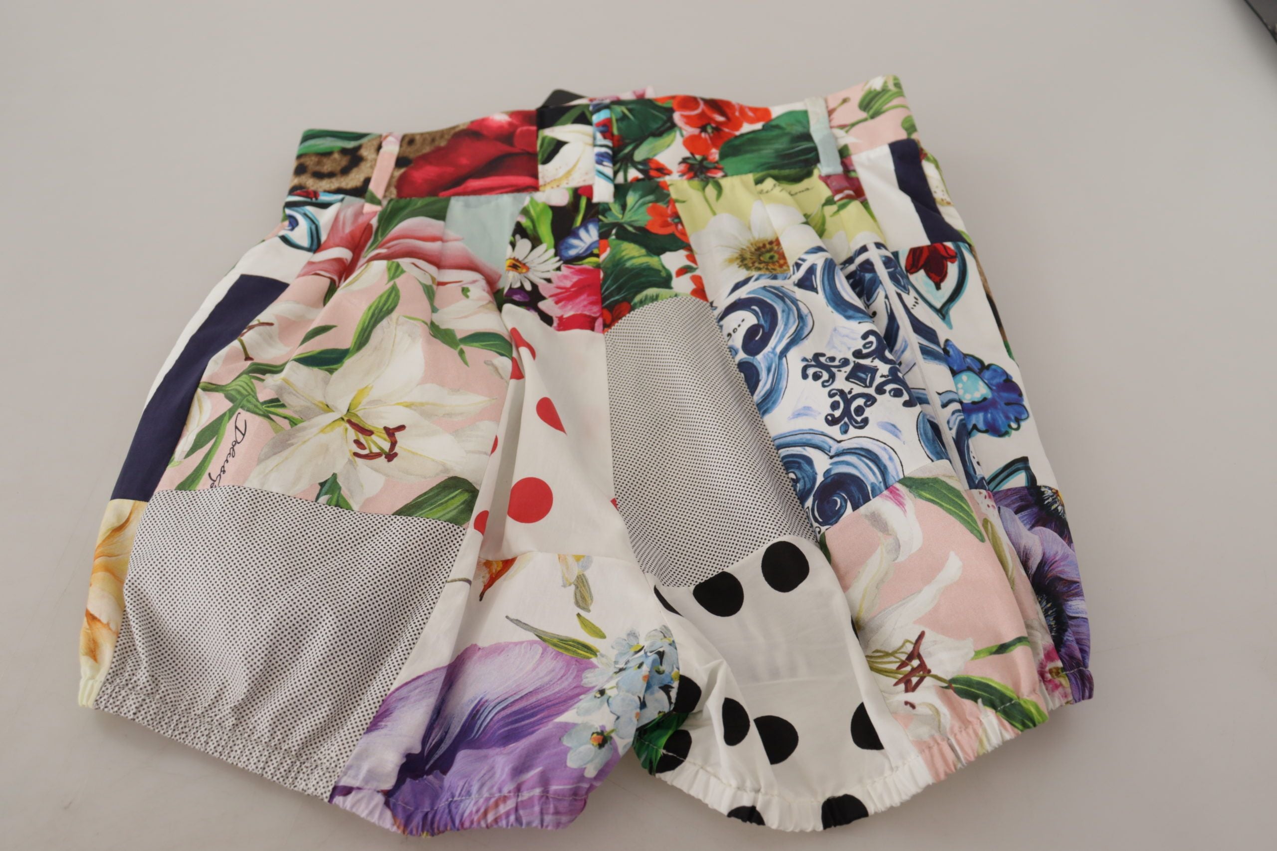 Dolce & Gabbana Multicolor Patchwork High Waist Cotton Shorts Dolce & Gabbana
