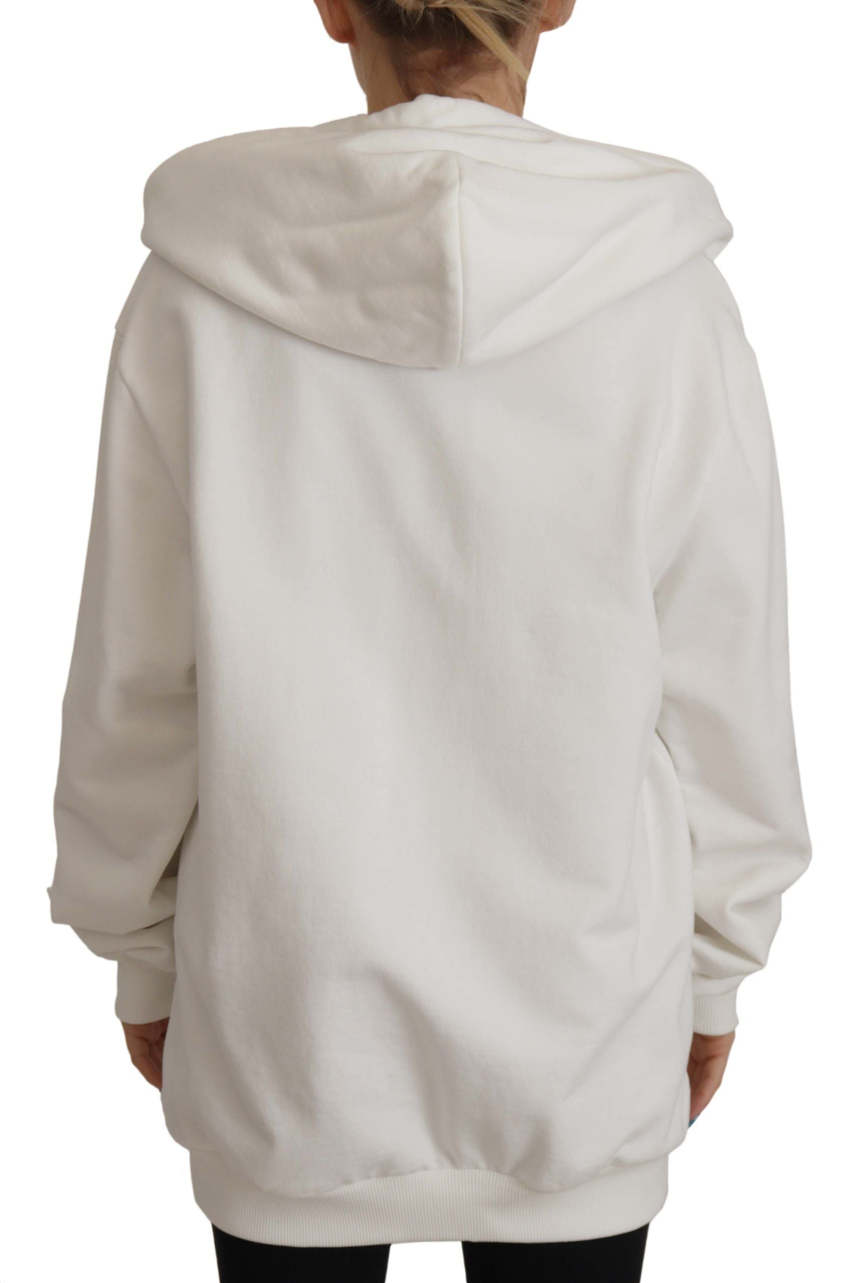 Dolce & Gabbana White Hoodie Pullover Embroidered Sweater Dolce & Gabbana