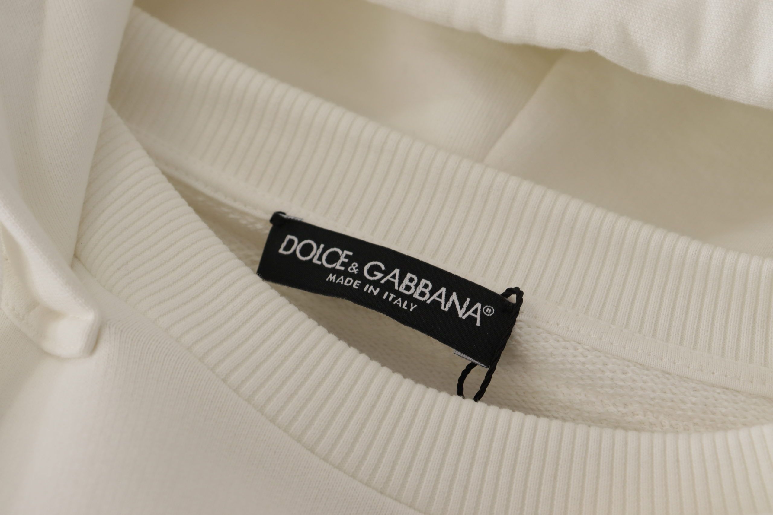Dolce & Gabbana White Hoodie Pullover Embroidered Sweater Dolce & Gabbana