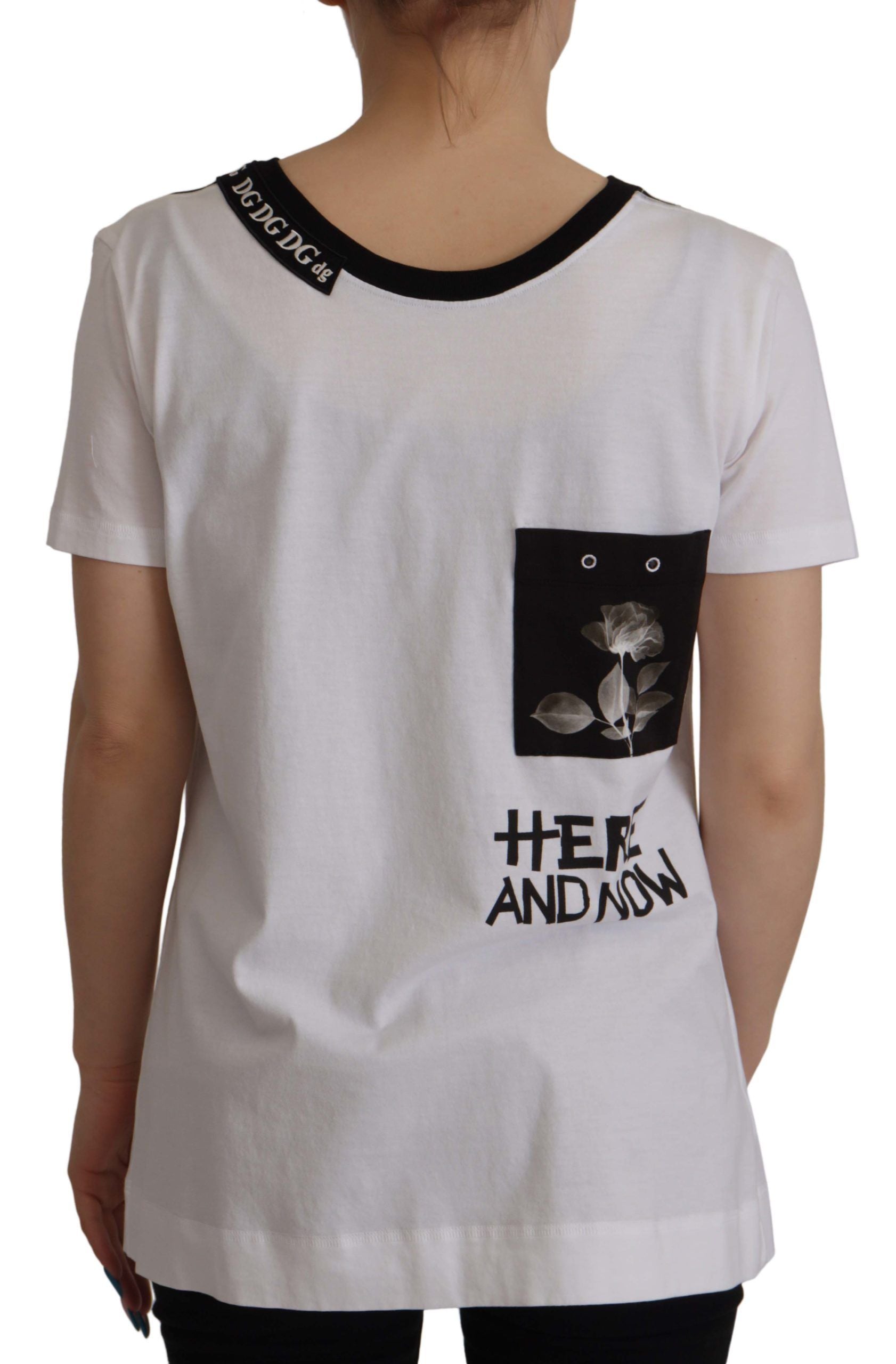 Dolce & Gabbana White Slogan Print Round Neck Cotton  T-shirt Dolce & Gabbana