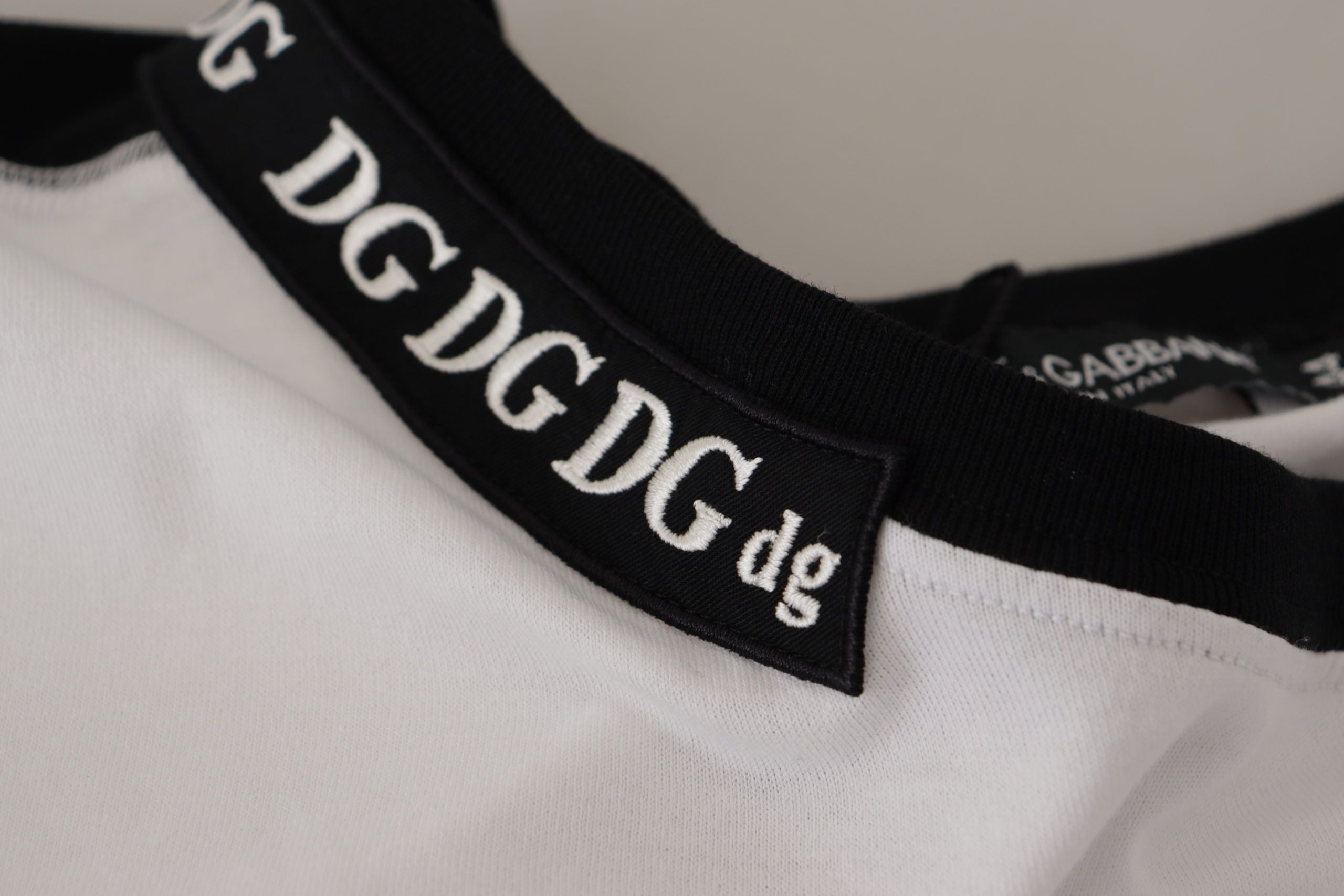Dolce & Gabbana White Slogan Print Round Neck Cotton  T-shirt Dolce & Gabbana