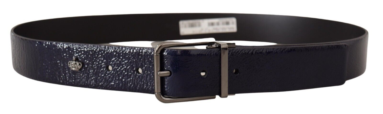 Dolce & Gabbana Blue Patent Leather Vernice Silver Logo Buckle Belt Dolce & Gabbana