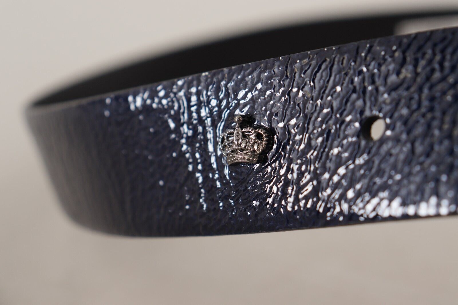 Dolce & Gabbana Blue Patent Leather Vernice Silver Logo Buckle Belt Dolce & Gabbana