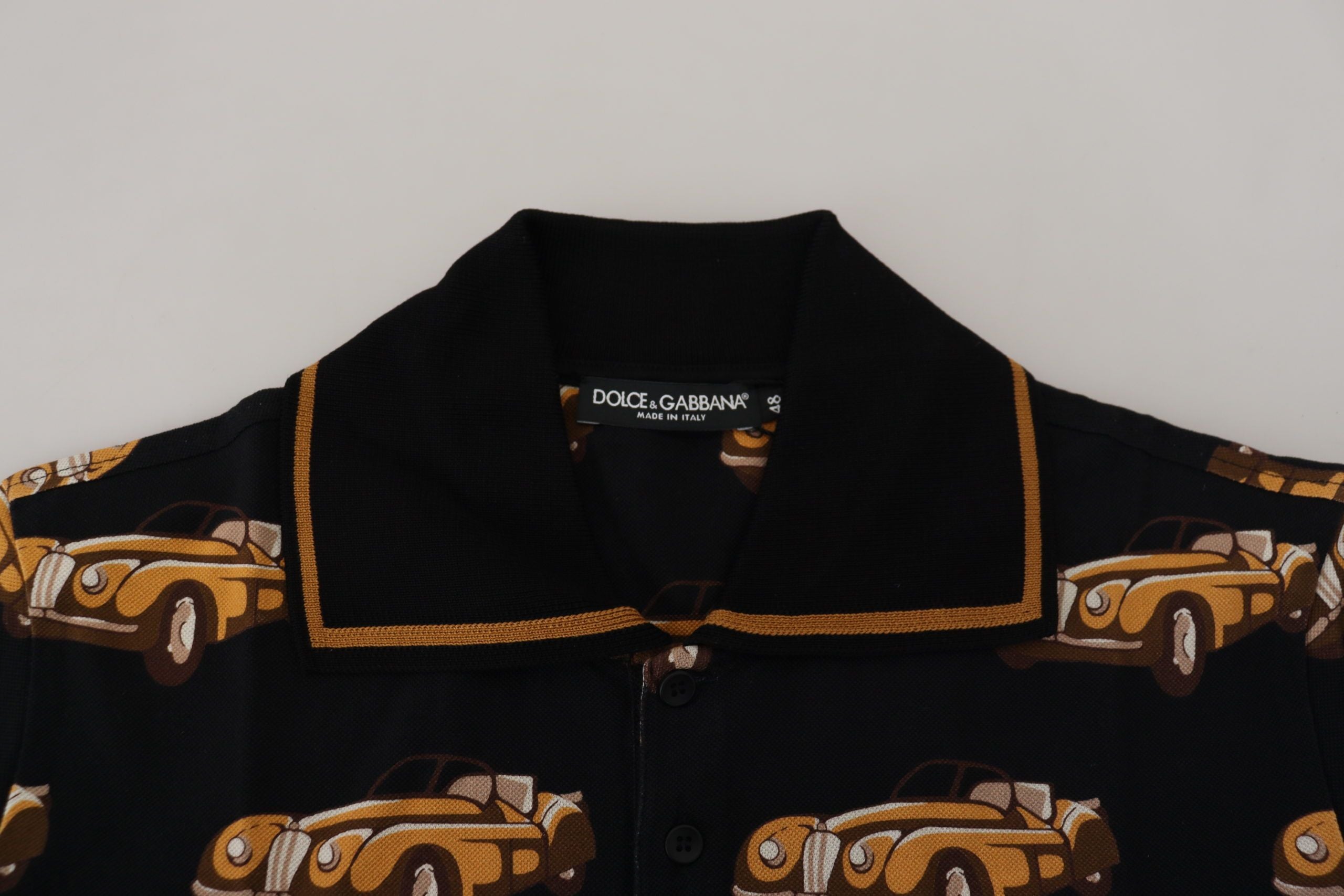 Dolce & Gabbana Black Car Print Short Sleeve Polo T-shirt Dolce & Gabbana