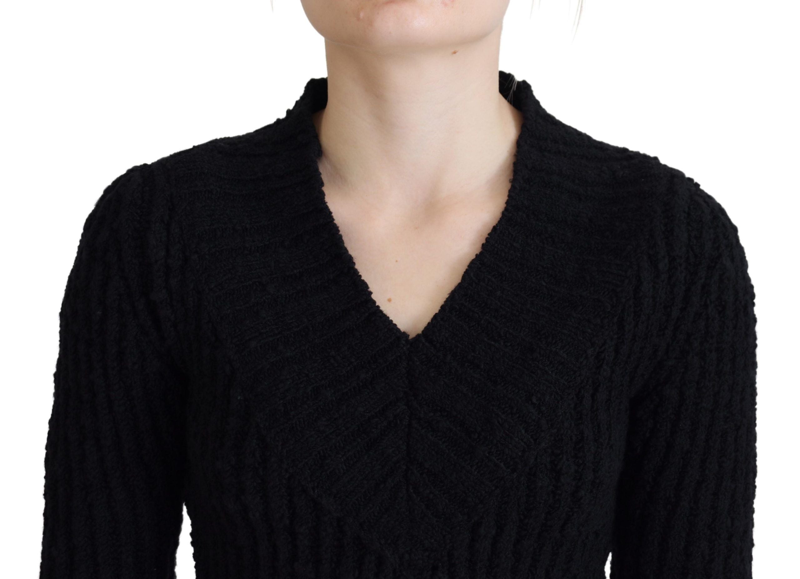 Dolce & Gabbana Black Wool Knitted Sheath Sweater Dress Dolce & Gabbana