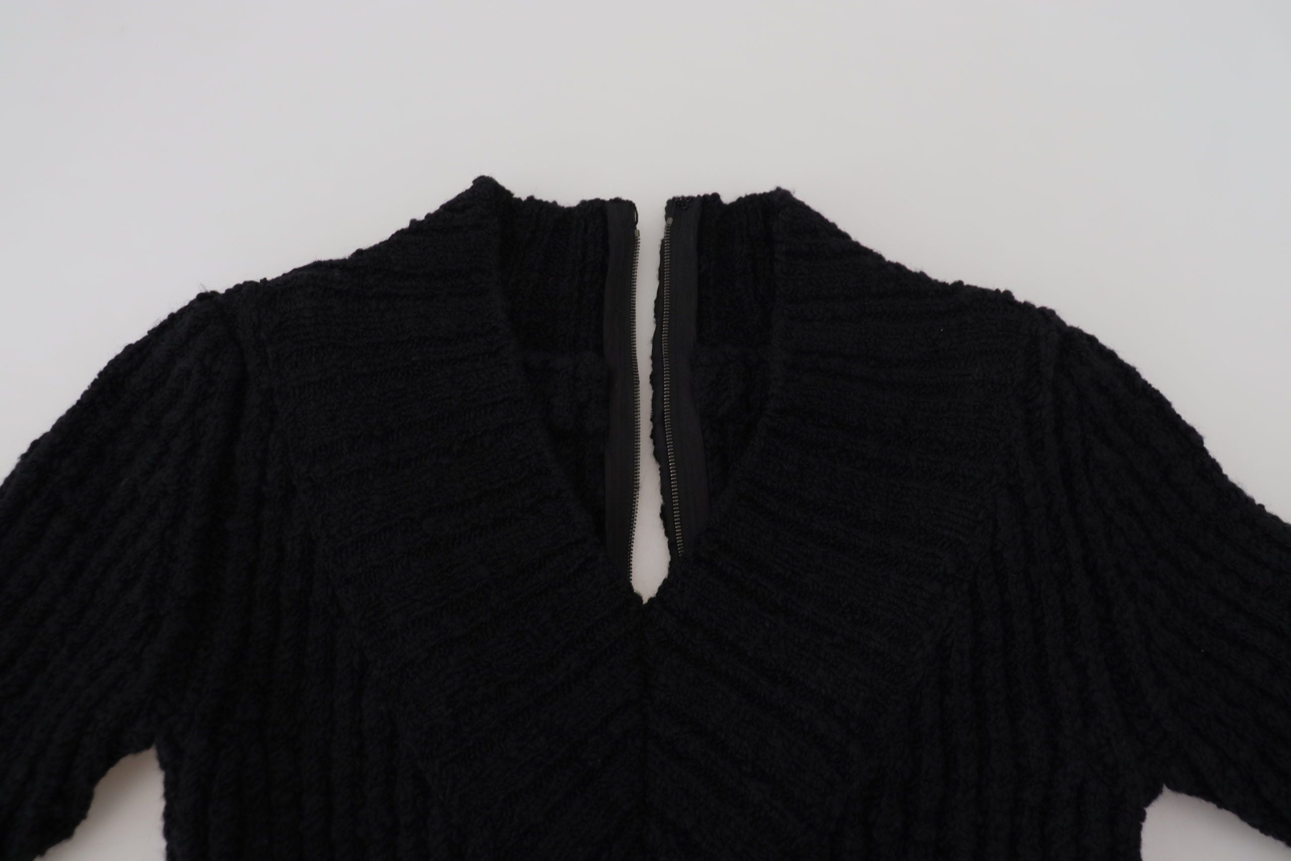 Dolce & Gabbana Black Wool Knitted Sheath Sweater Dress Dolce & Gabbana