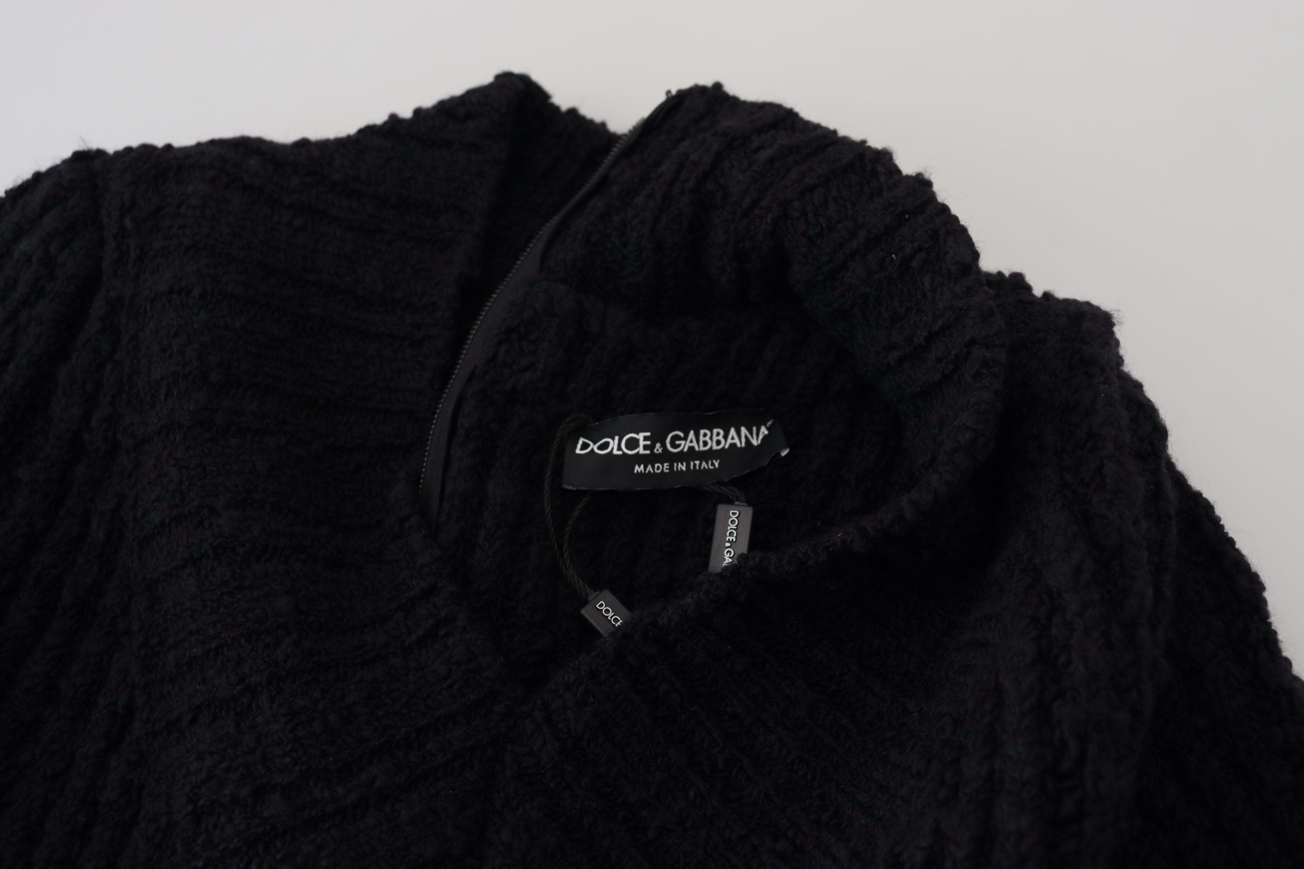 Dolce & Gabbana Black Wool Knitted Sheath Sweater Dress Dolce & Gabbana