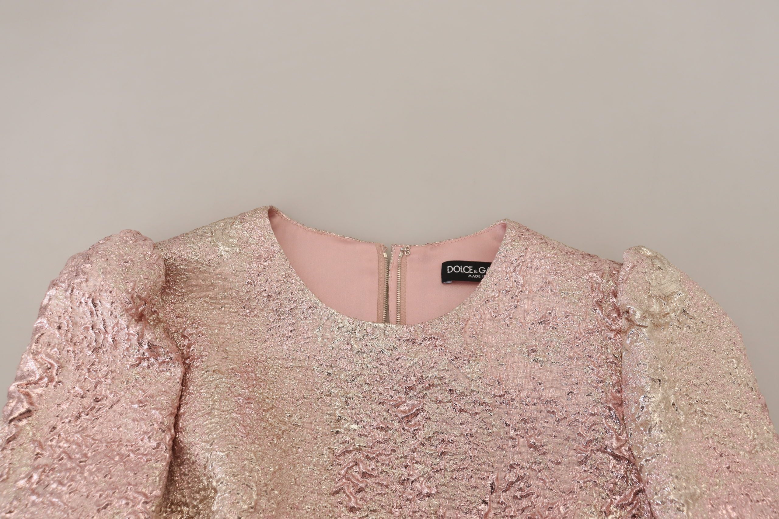Dolce & Gabbana Pink Jaquard 3/4 Sleeve Sheath Midi Dress Dolce & Gabbana