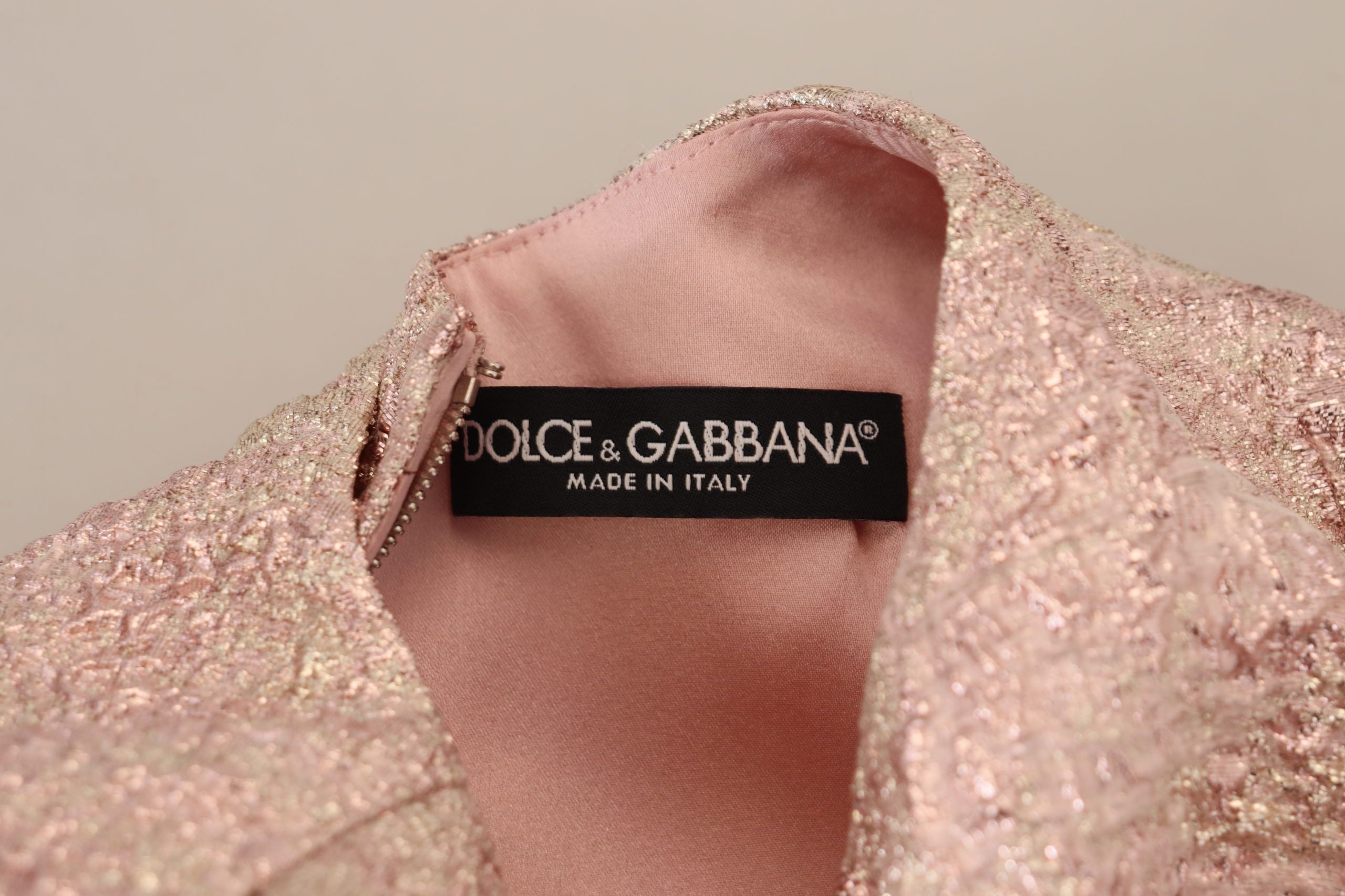 Dolce & Gabbana Pink Jaquard 3/4 Sleeve Sheath Midi Dress Dolce & Gabbana