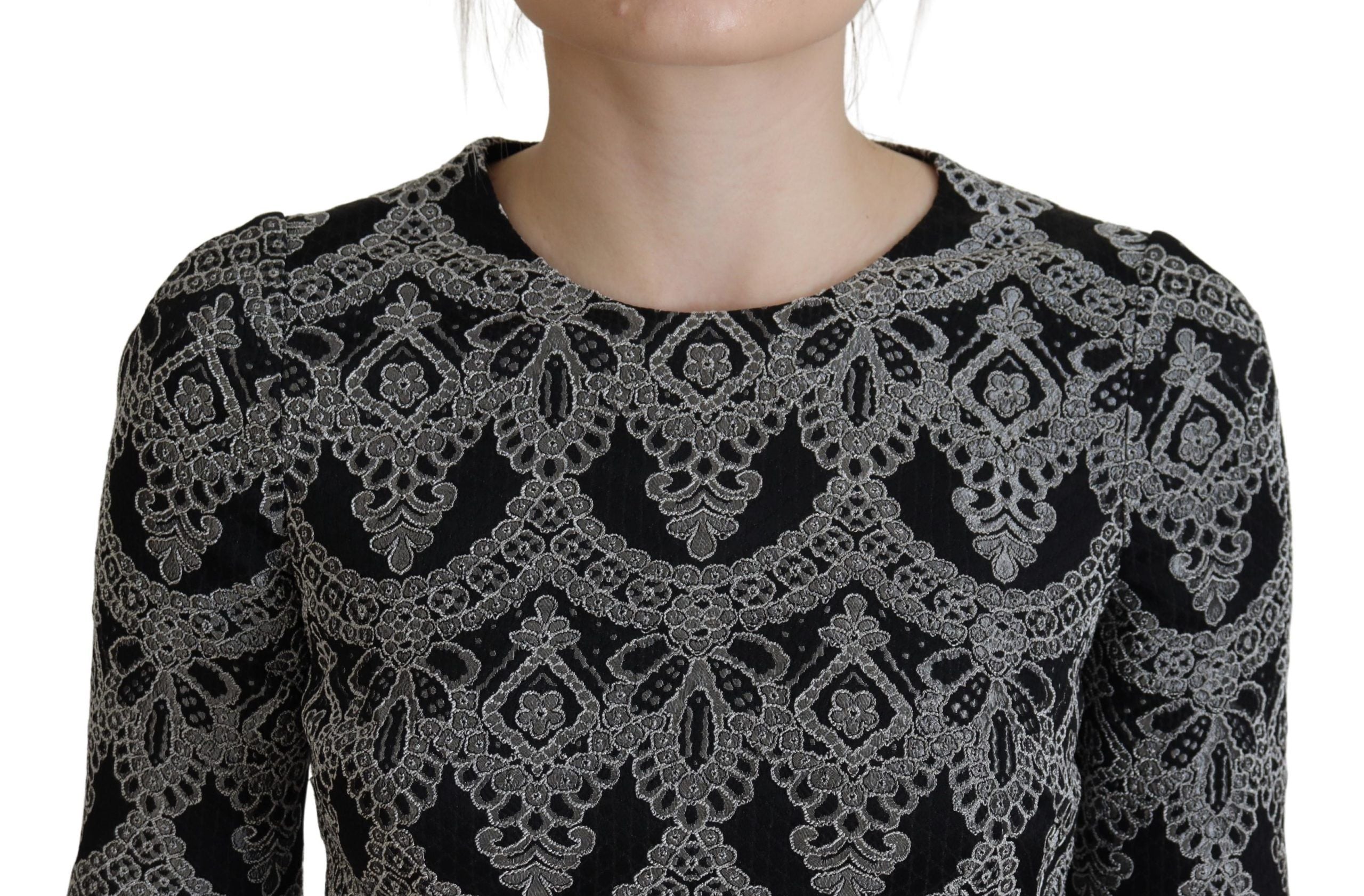 Dolce & Gabbana Black Gray Jacquard Sheath Bodycon Dress Dolce & Gabbana