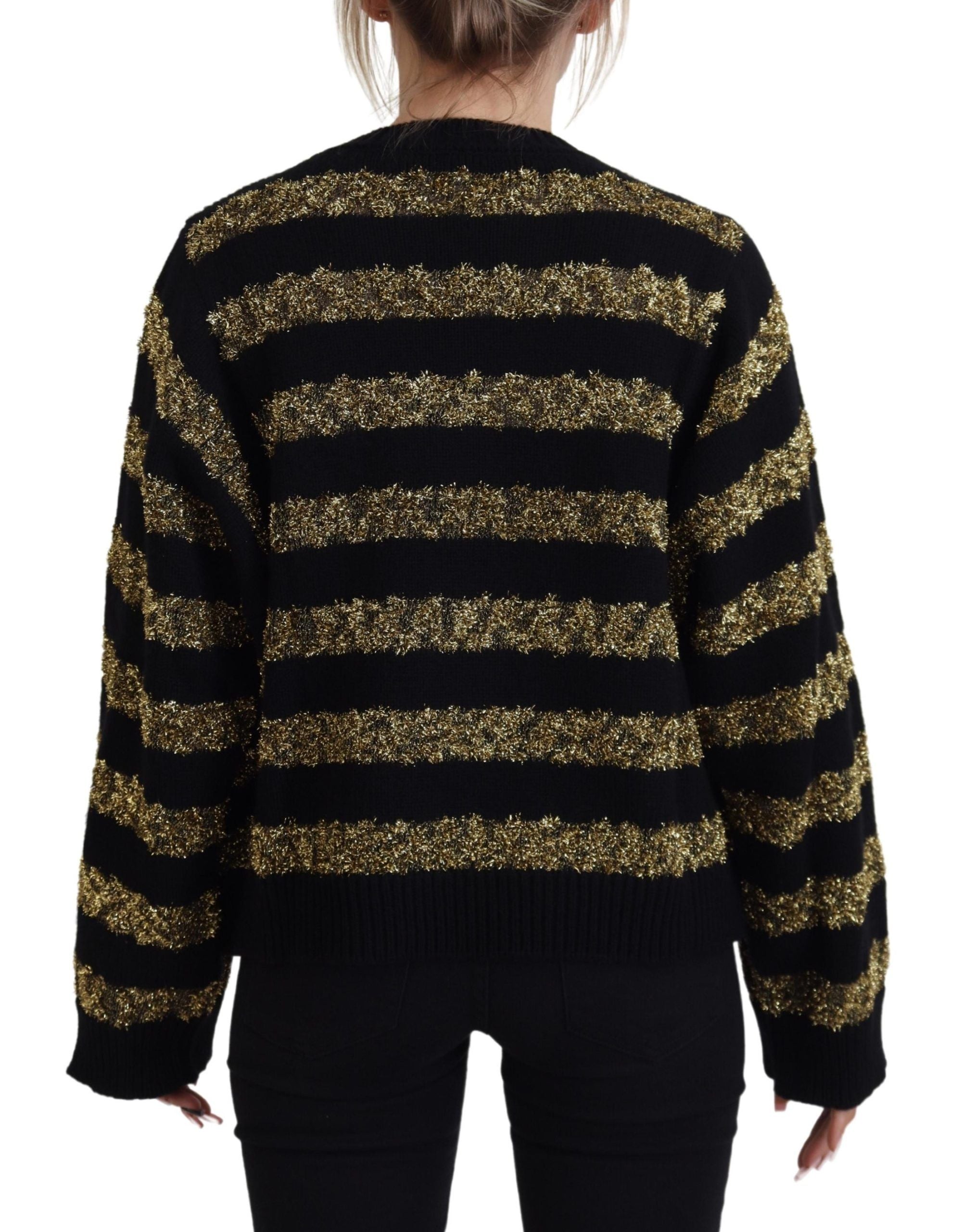 Dolce & Gabbana Black Gold D&G Crystal Cashmere Sweater Dolce & Gabbana