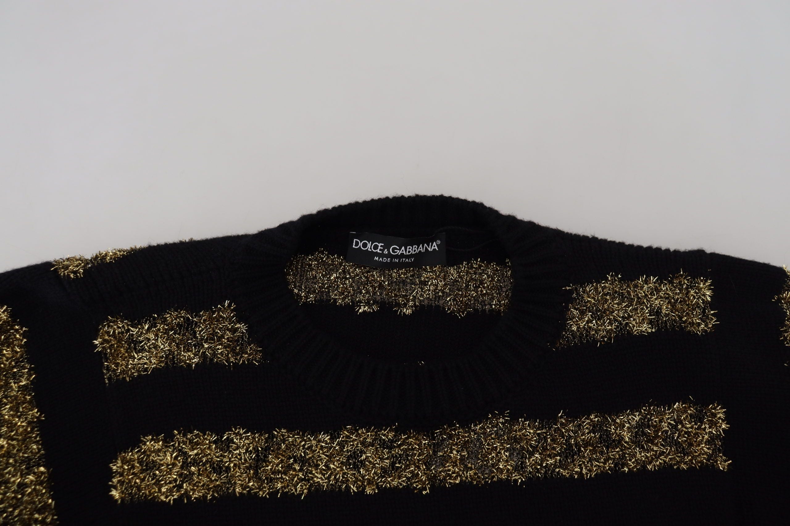 Dolce & Gabbana Black Gold D&G Crystal Cashmere Sweater Dolce & Gabbana