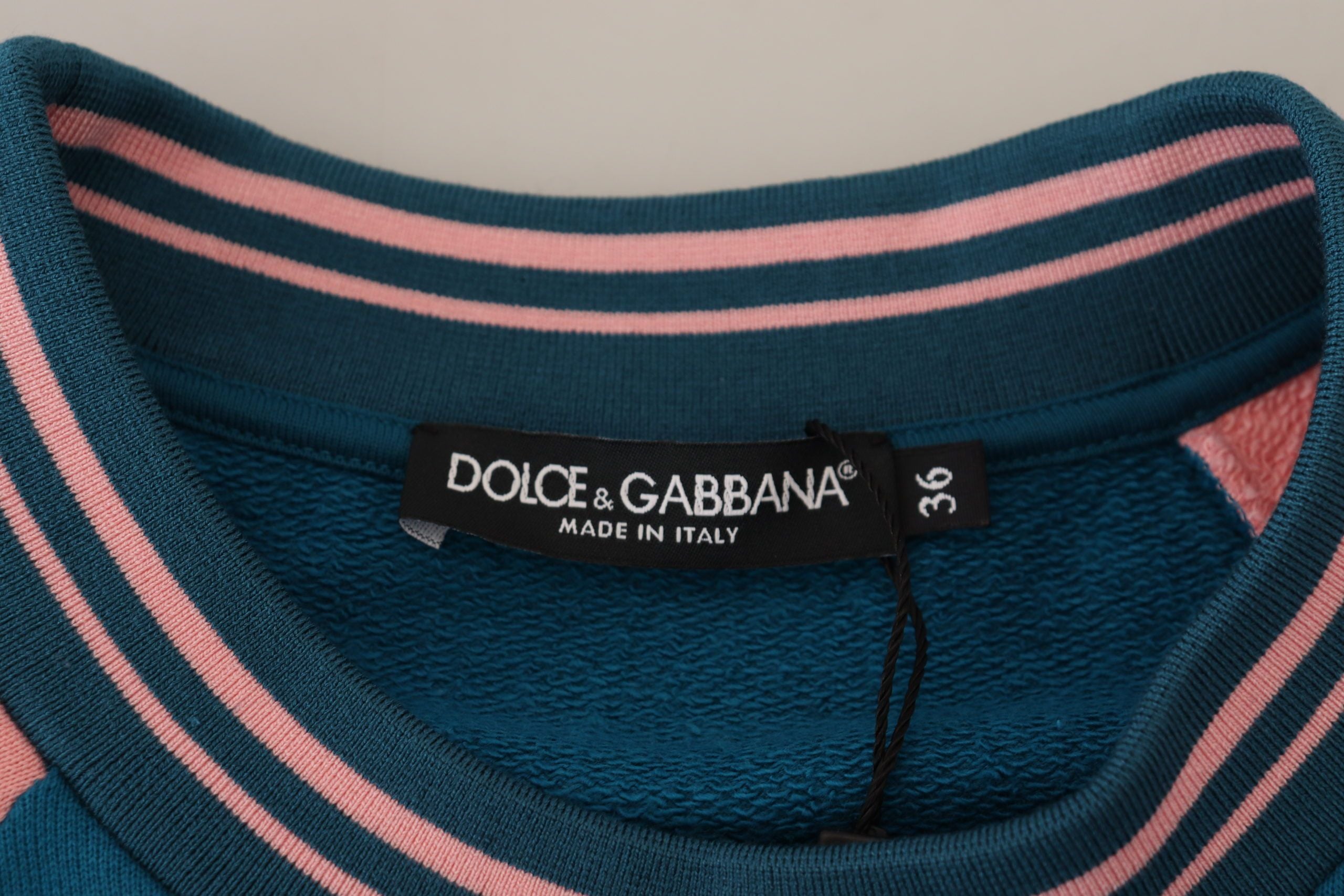 Dolce & Gabbana Blue Pink Queen Sequin Crystal Sweater Dolce & Gabbana