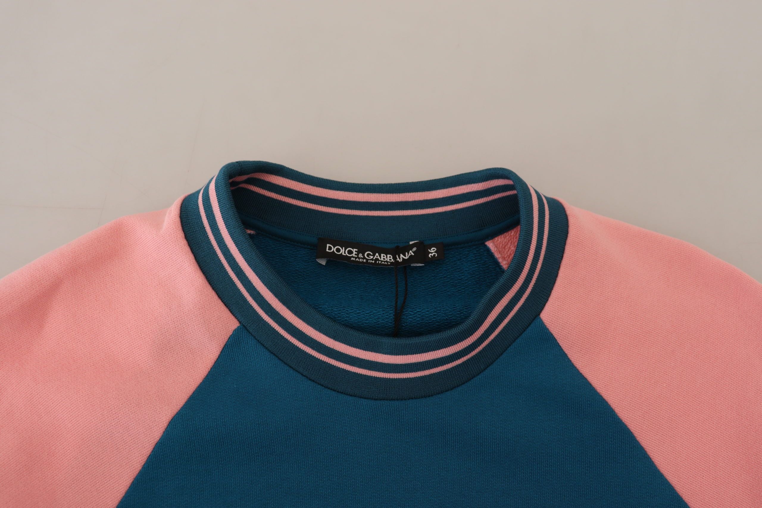 Dolce & Gabbana Blue Pink Queen Sequin Crystal Sweater Dolce & Gabbana